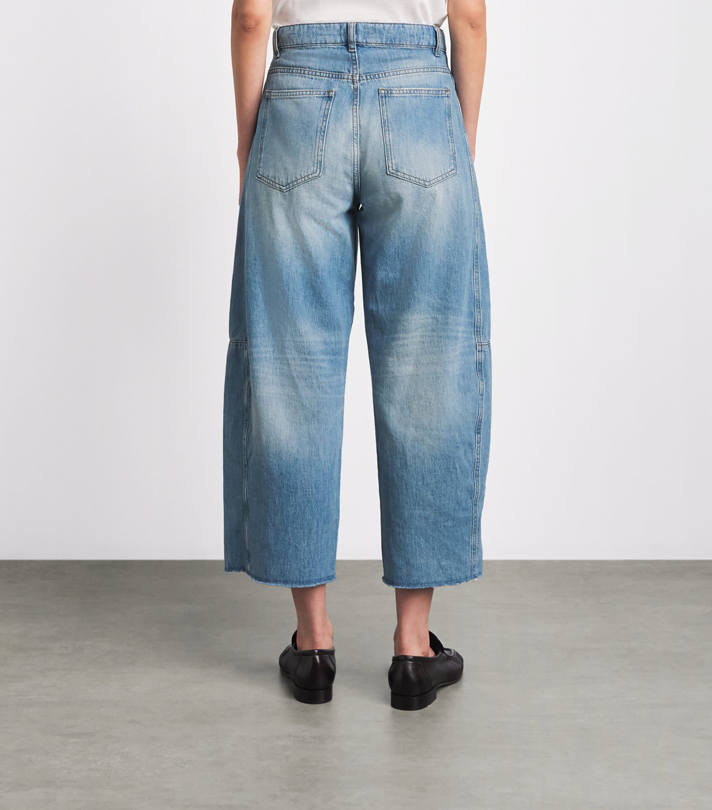 ME+EM Womens Cropped Straight Jeans Mid Blue Wash Image 5