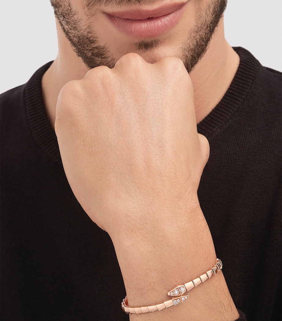 Medium Rose Gold and Diamond Serpenti Viper Bracelet ROSE GOLD Image 3