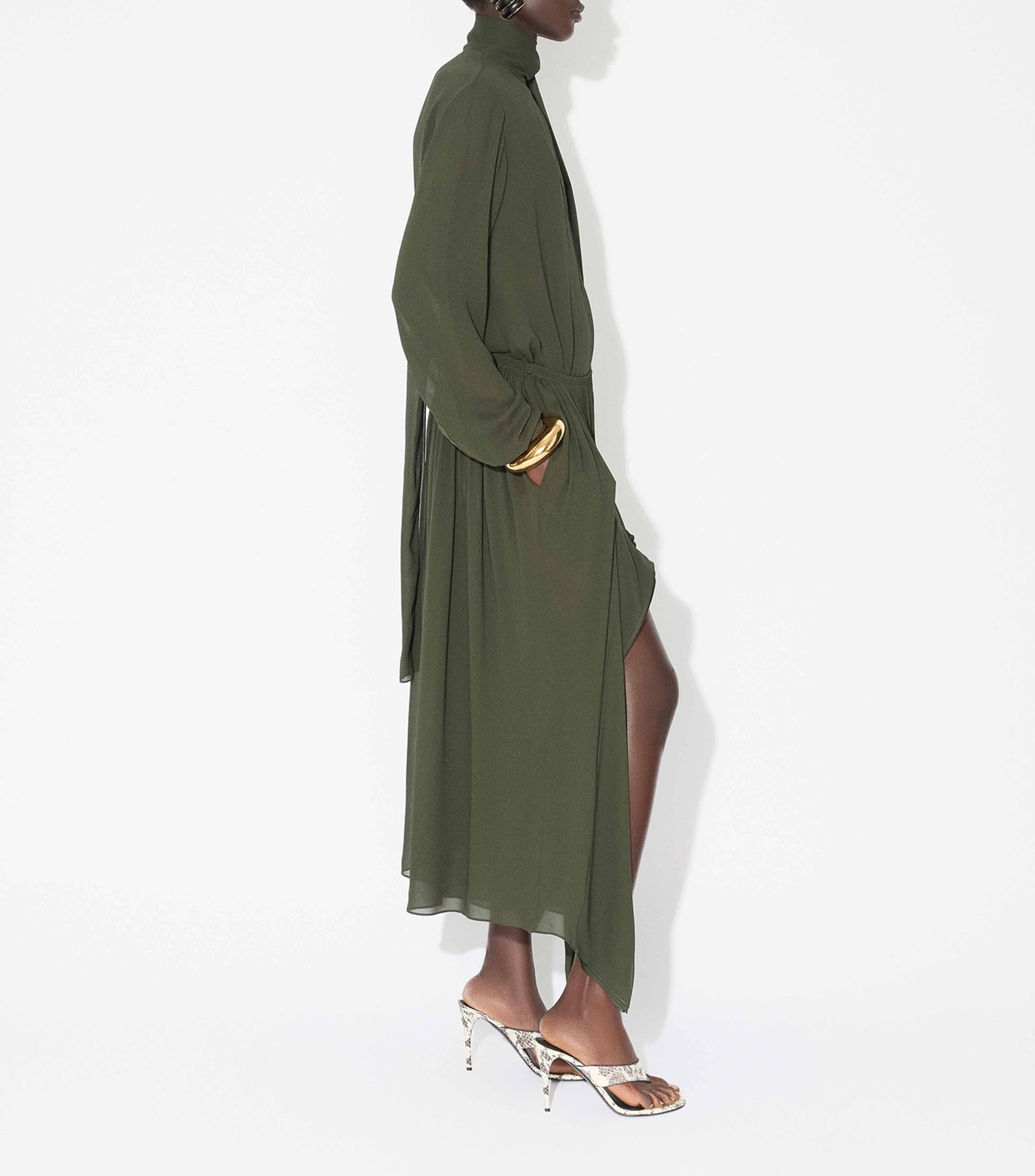 Georgette Pussybow Blouse OLIVE Image 4