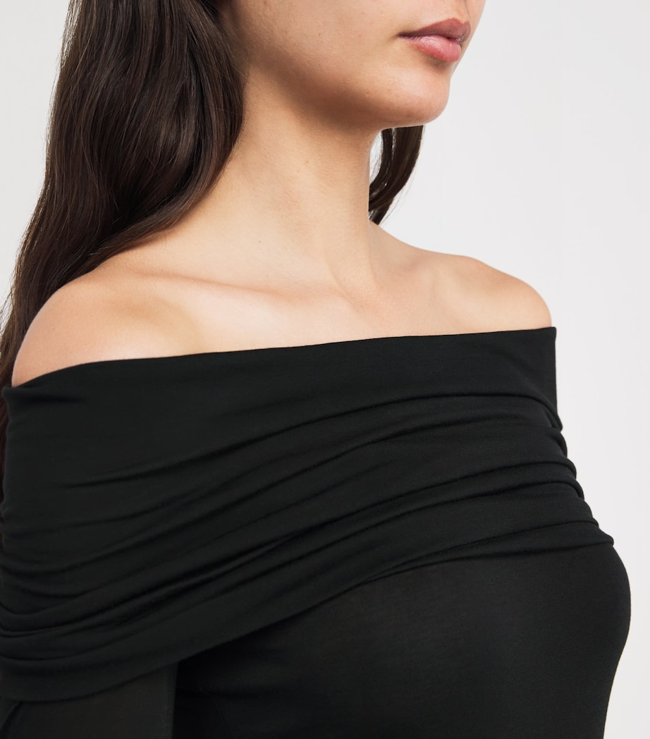 MAX&Co. Womens Knitted Off-The-Shoulder Top Black Image 5