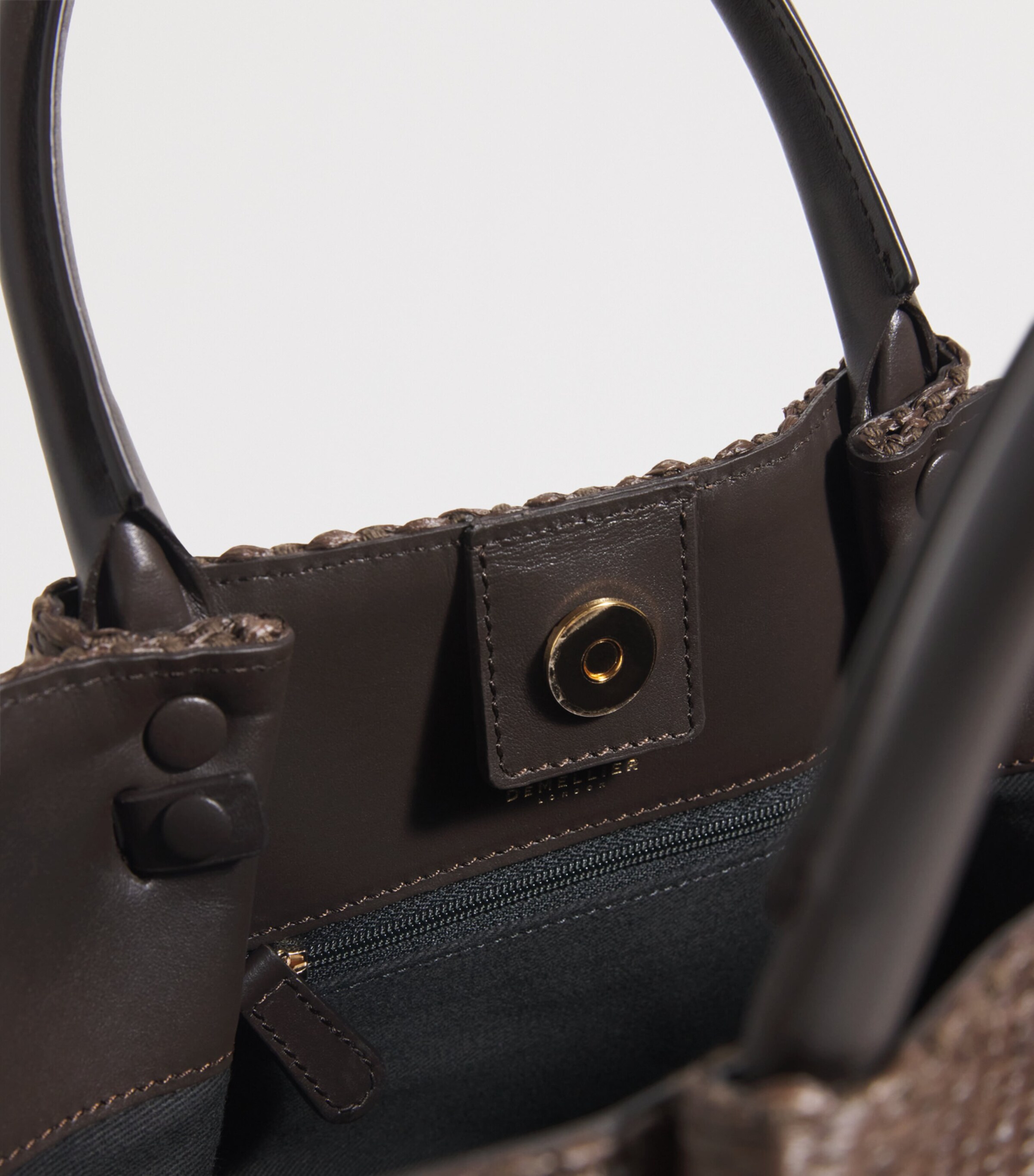 Demellier Midi Raffia New York Tote Bag Espresso/espresso Image 4