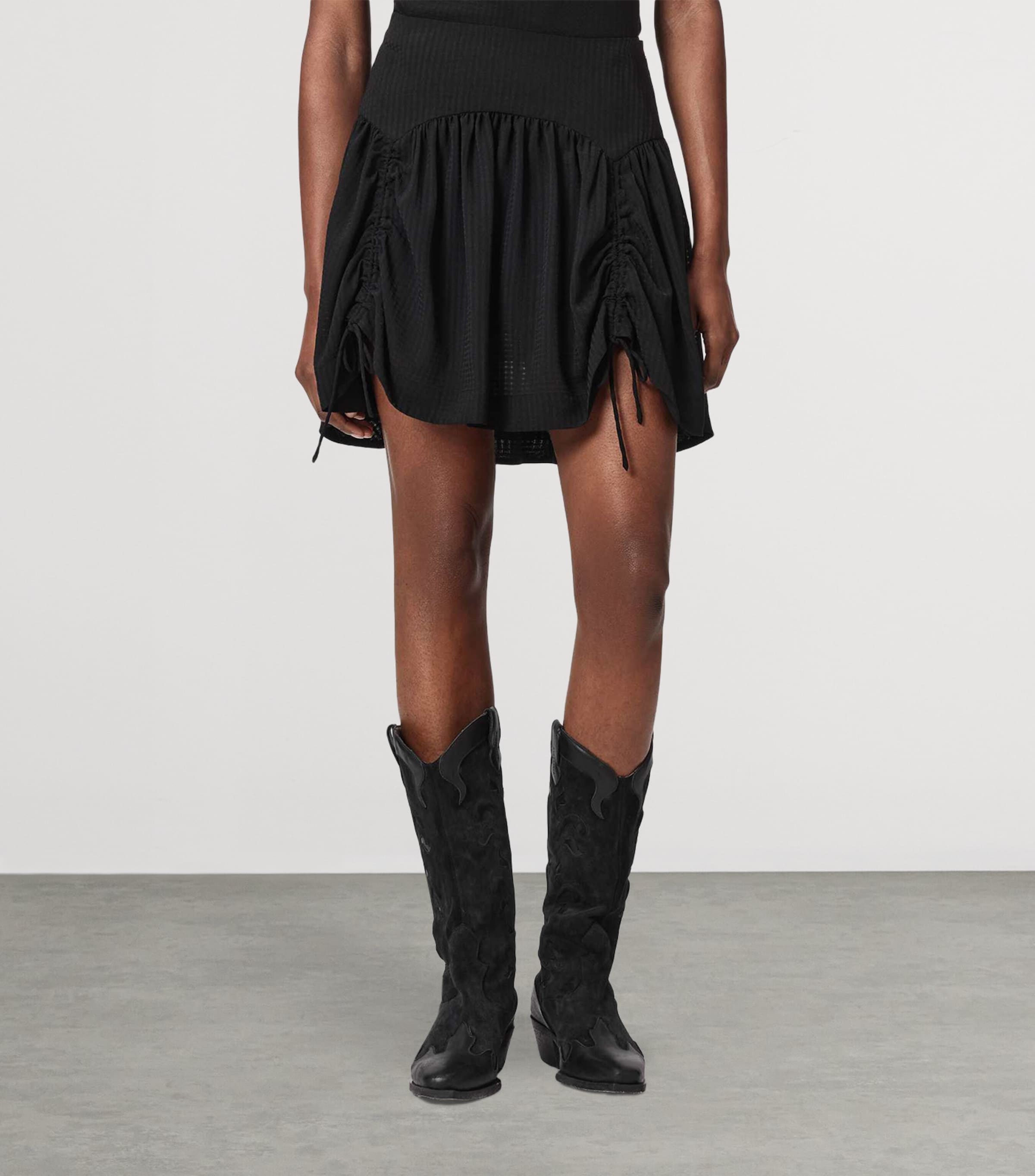 AllSaints Womens Check Aria Mini Skirt Black Image 3