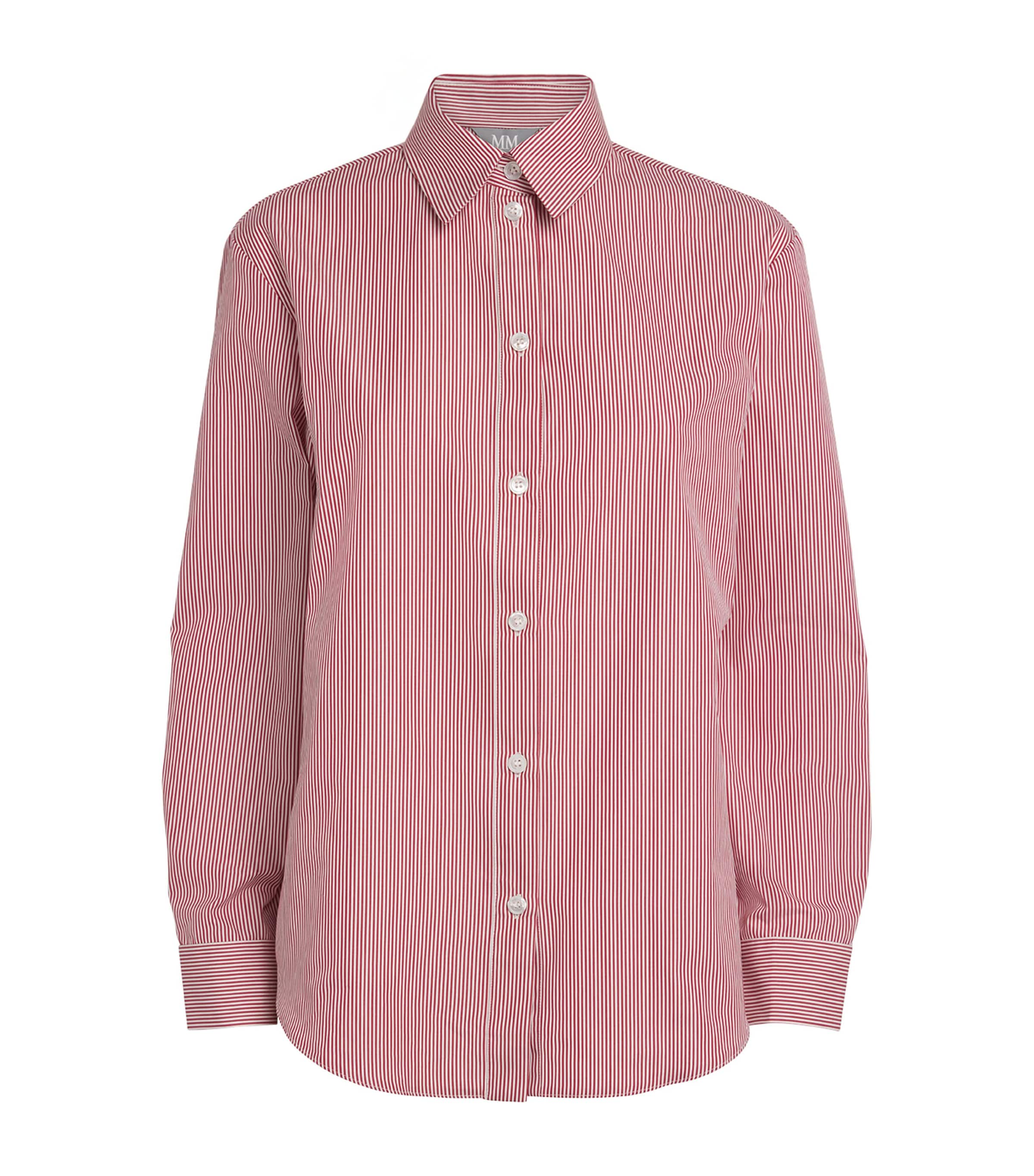 Cotton Stripe Shirt 003 DARK RED Image 1