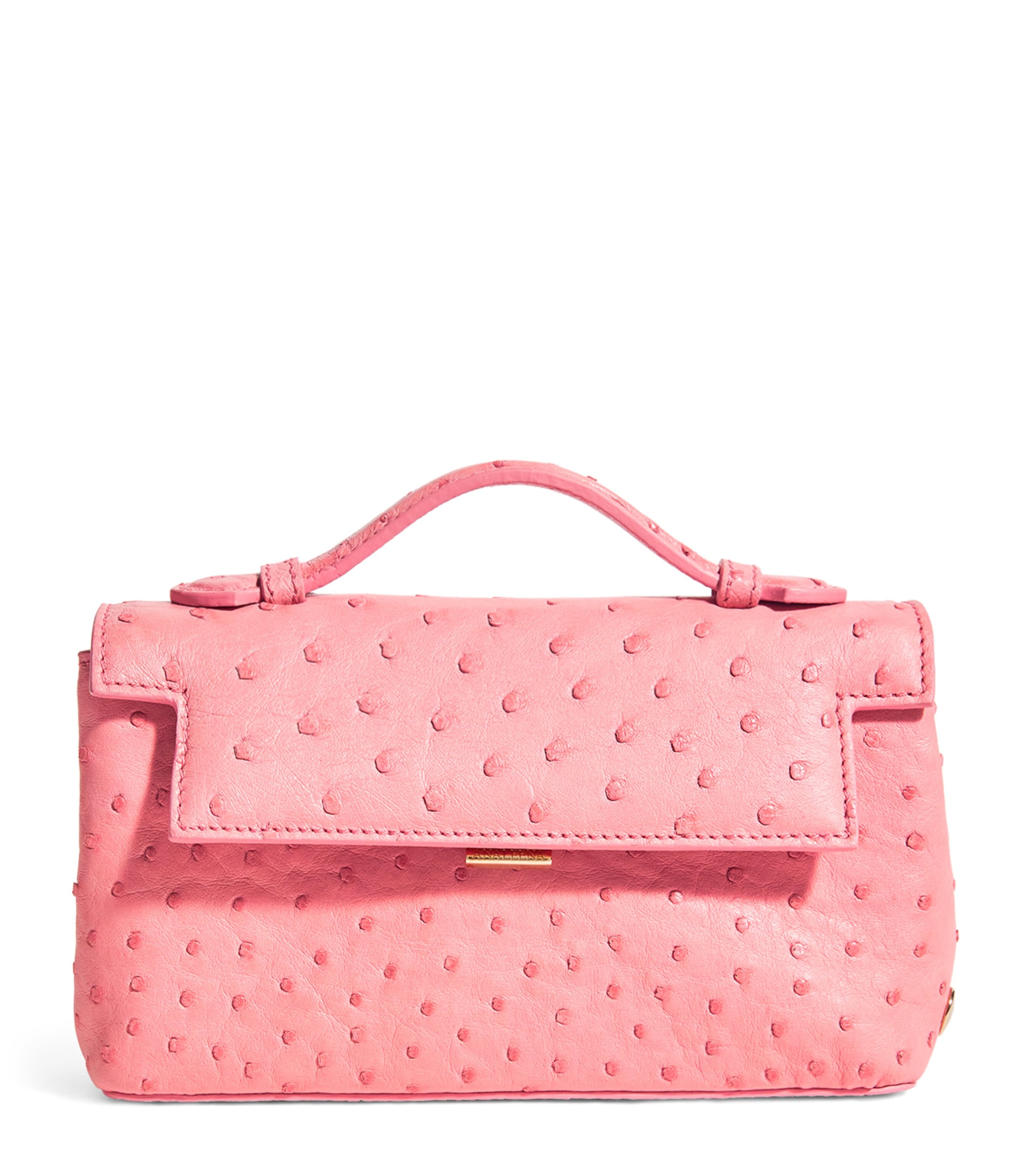 Ostrich Leather Top-Handle Bag BABY PINK Image 1
