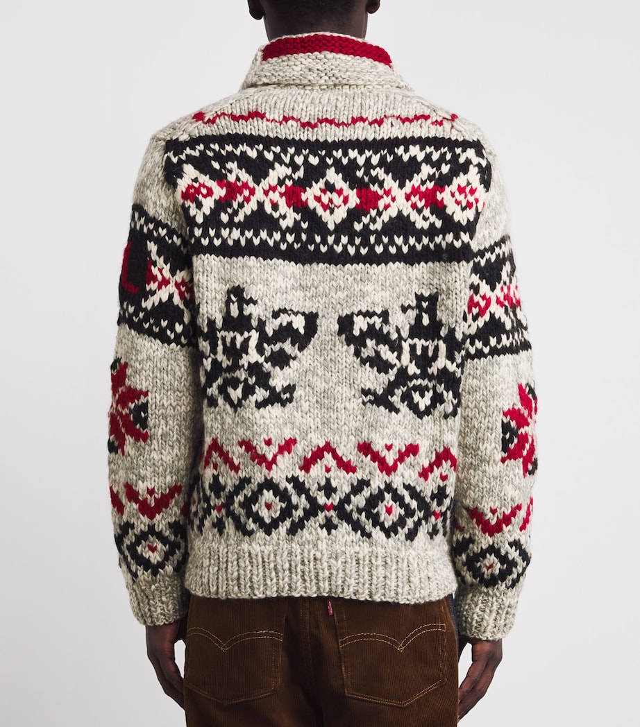 Wool Fair Isle Shawl Cardigan NATURAL Image 4