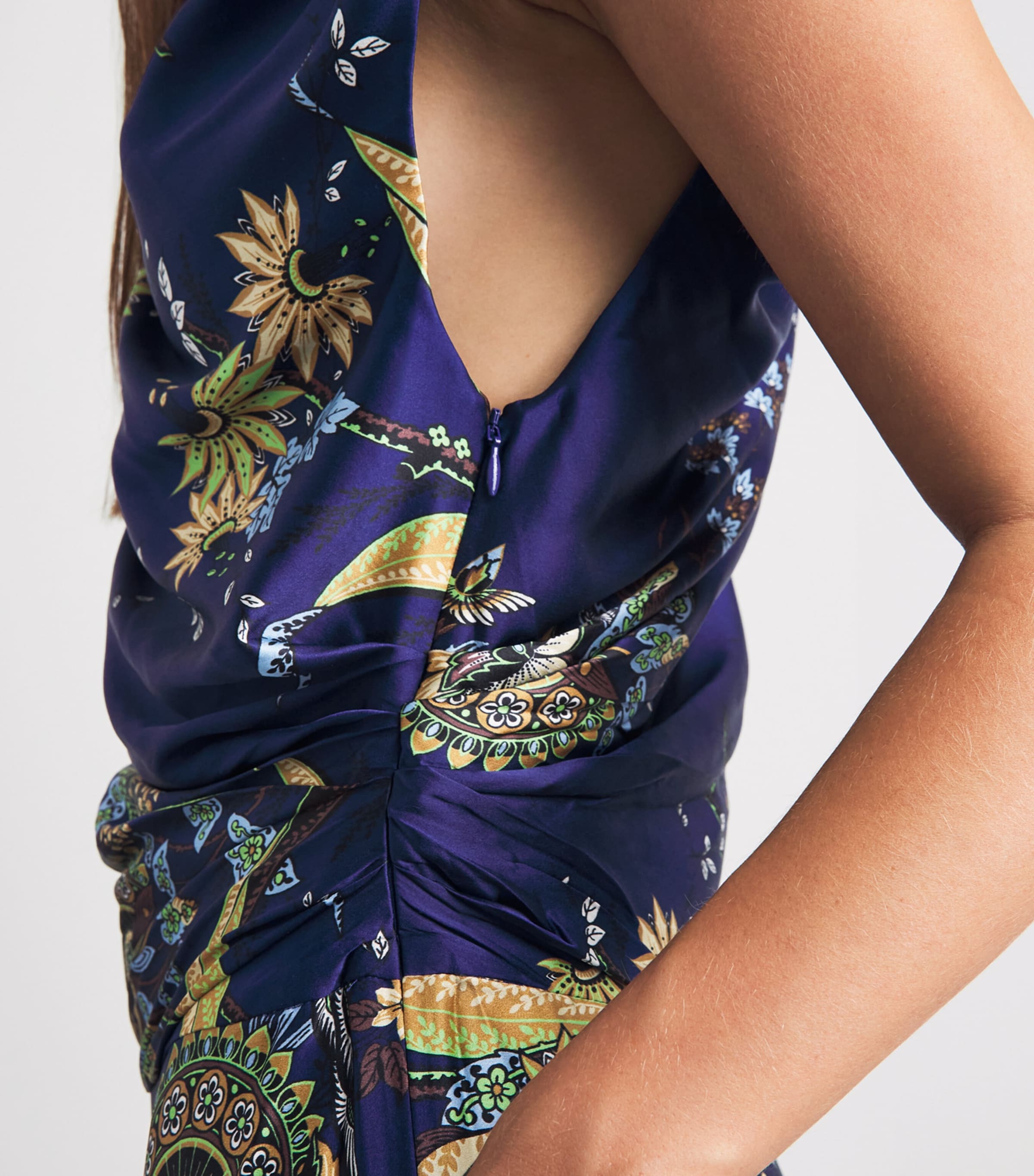 STAUD Womens Silk Portia Midi Dress Tpmd Tapestry Mdnght Image 5