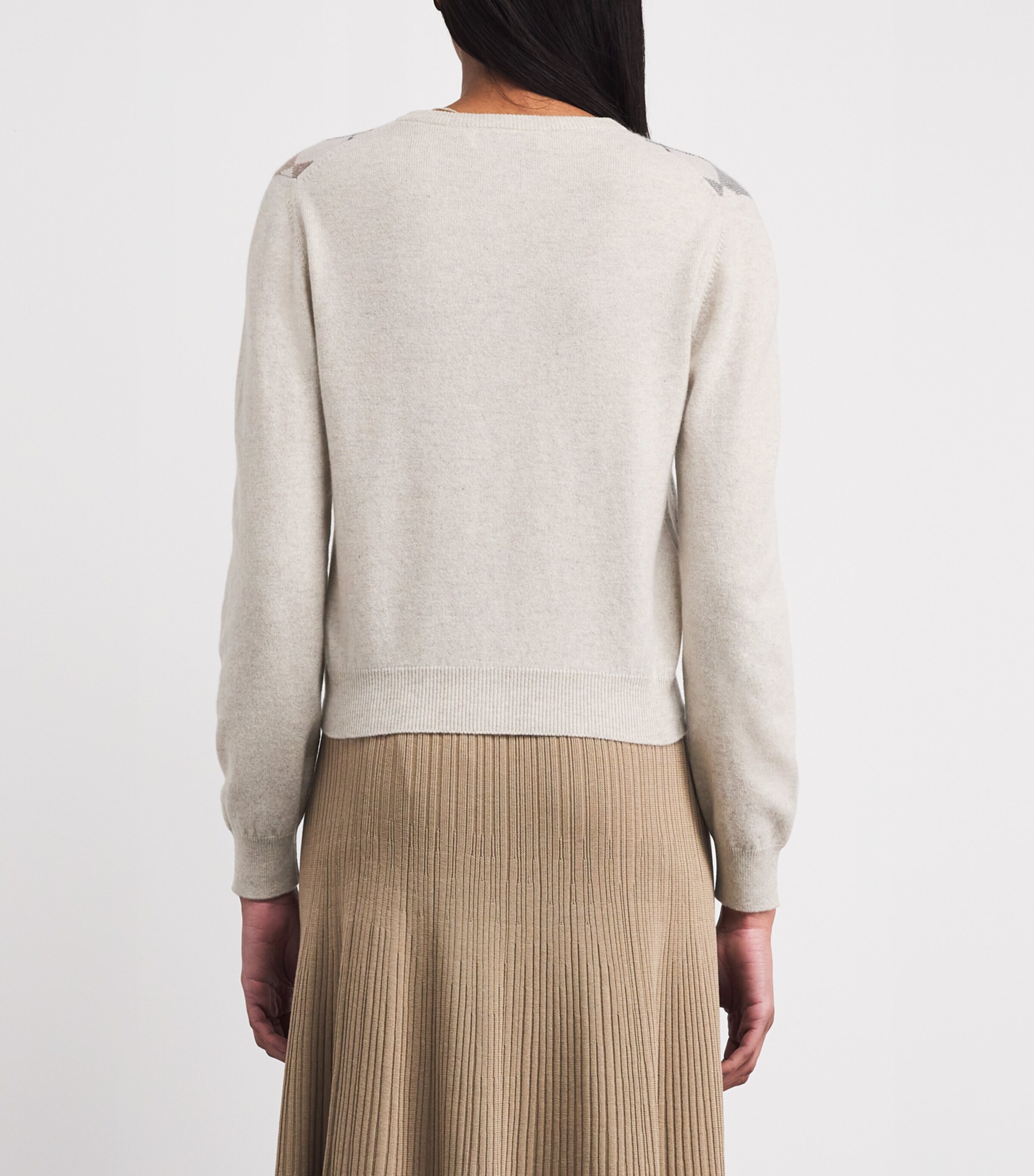 Johnstons Of Elgin Womens Cashmere Argyle Clan Cardigan Lunan Sand Image 5