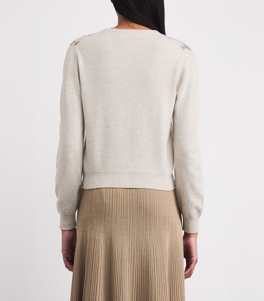 Johnstons Of Elgin Womens Cashmere Argyle Clan Cardigan Lunan Sand Image 5