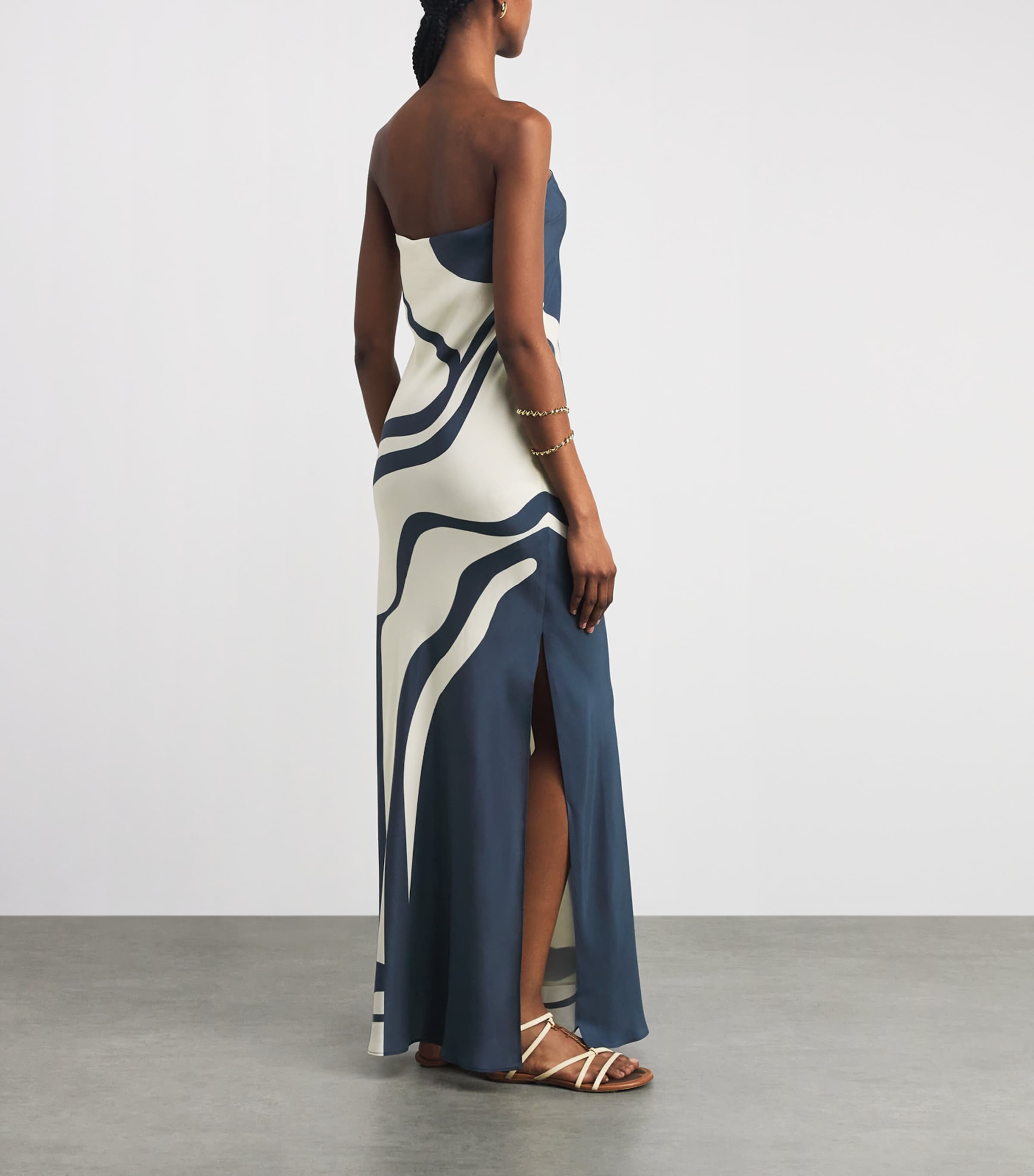 SIR. Womens Silk Strapless Lilou Maxi Dress Liora Charcoal Blue Image 4
