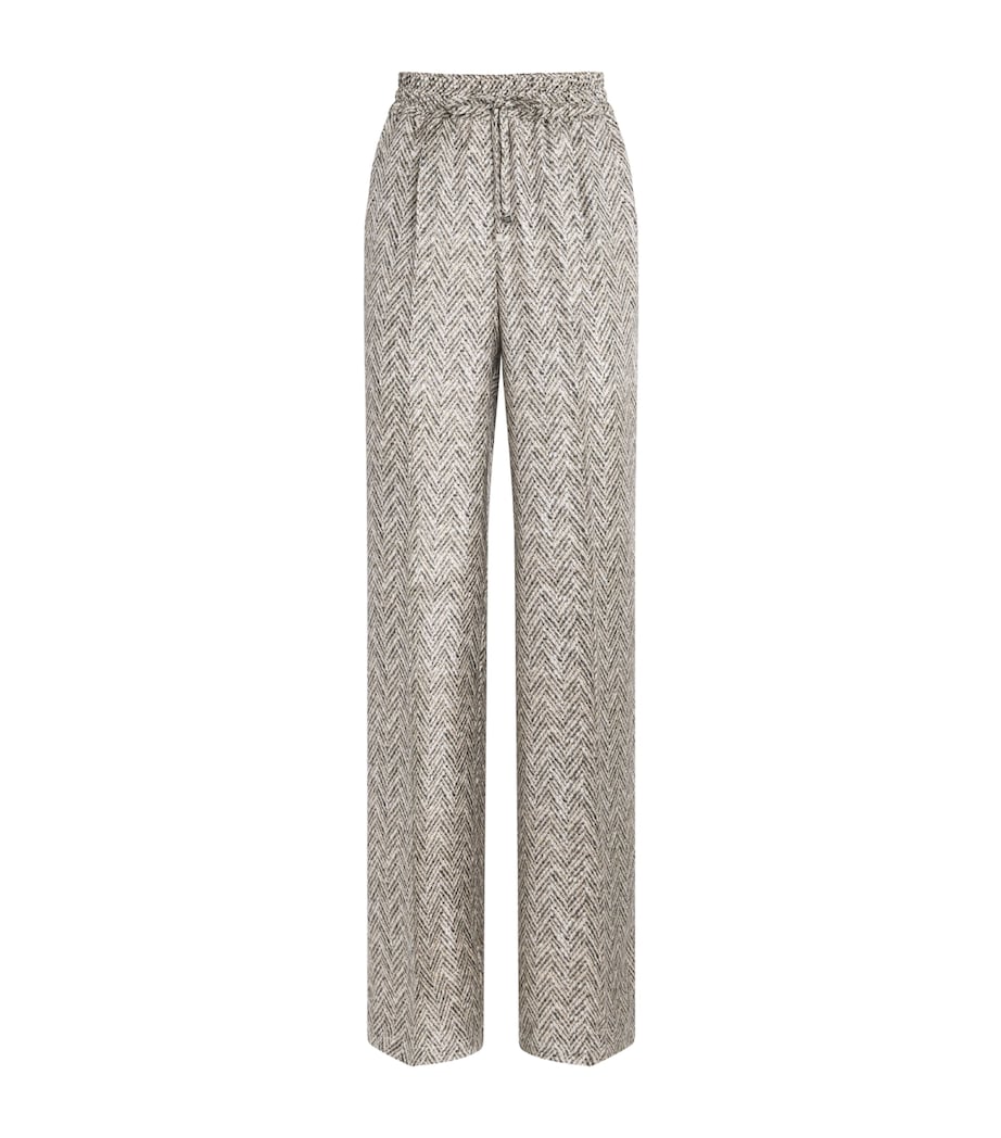 Silk Printed Wide-Leg Trousers GREY Image 1