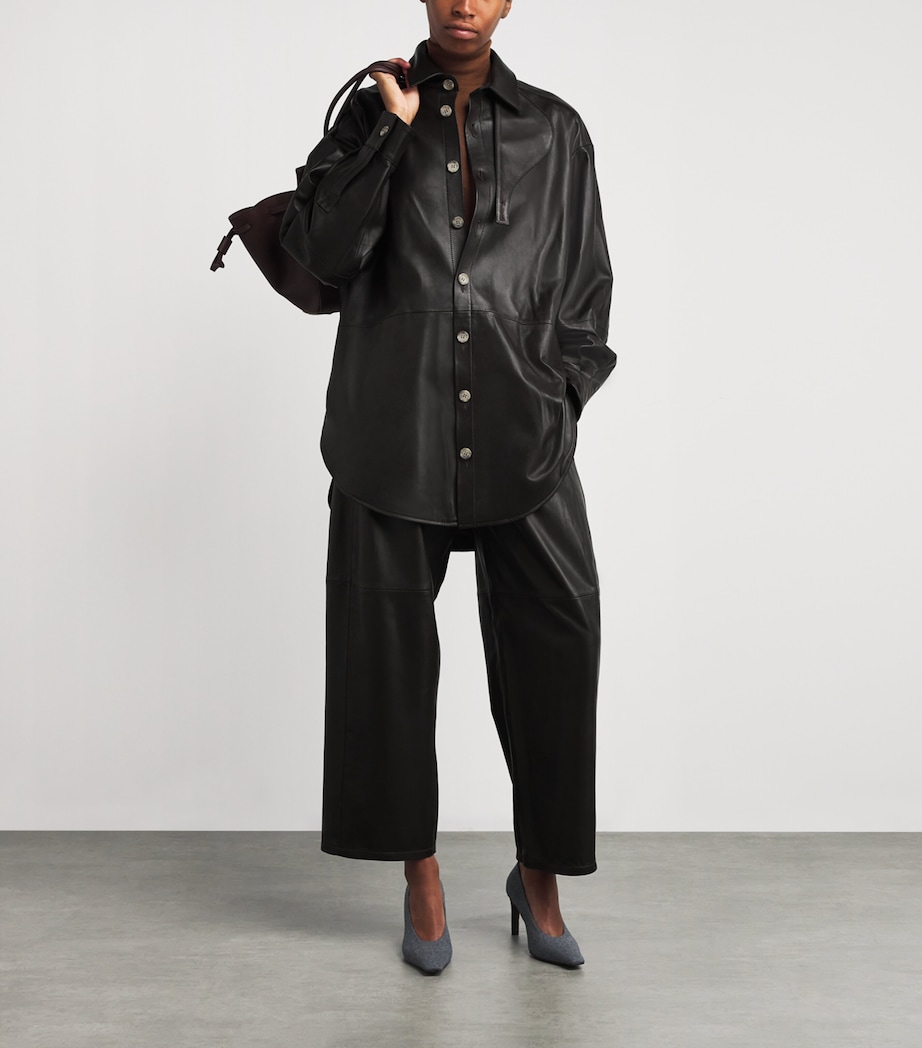 Leather Gaiter Shirt Jacket E04 ESPRESSO Image 2