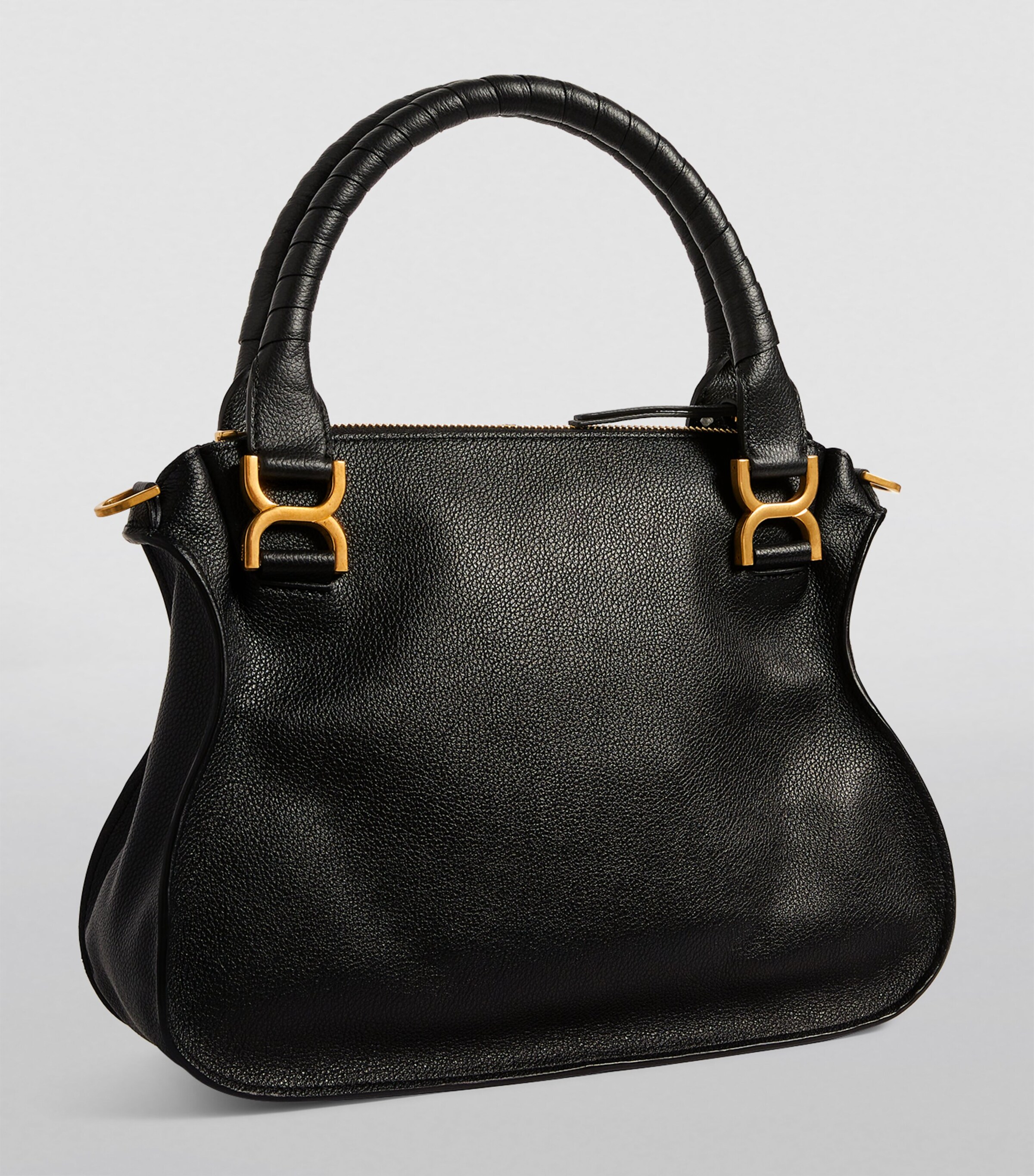 Leather Marcie Top-Handle Bag CARRY BLACK Image 2