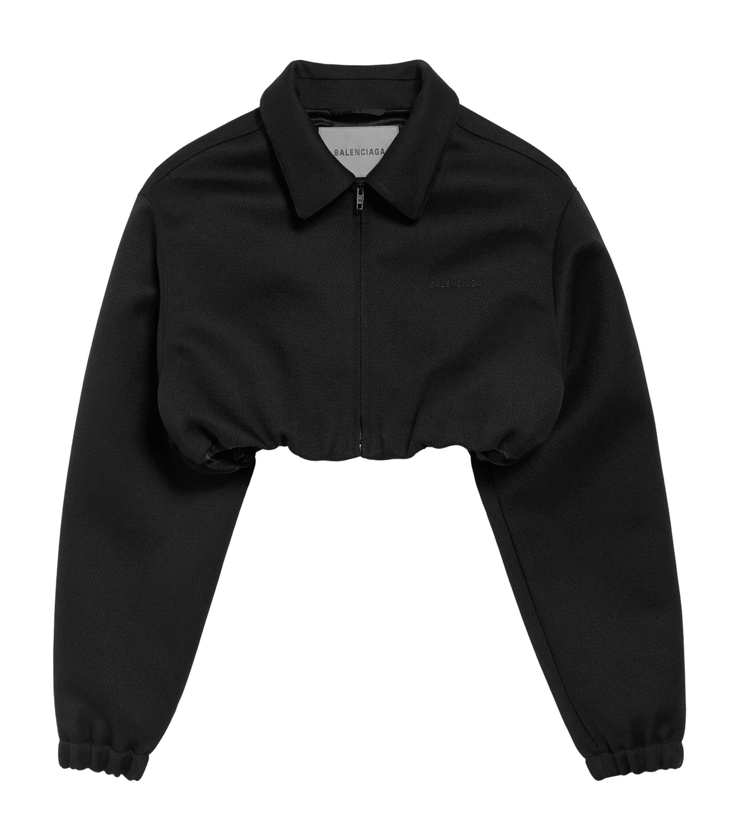 Balenciaga Black Wool Gabardine Cropped Blouson Jacket | Harrods US