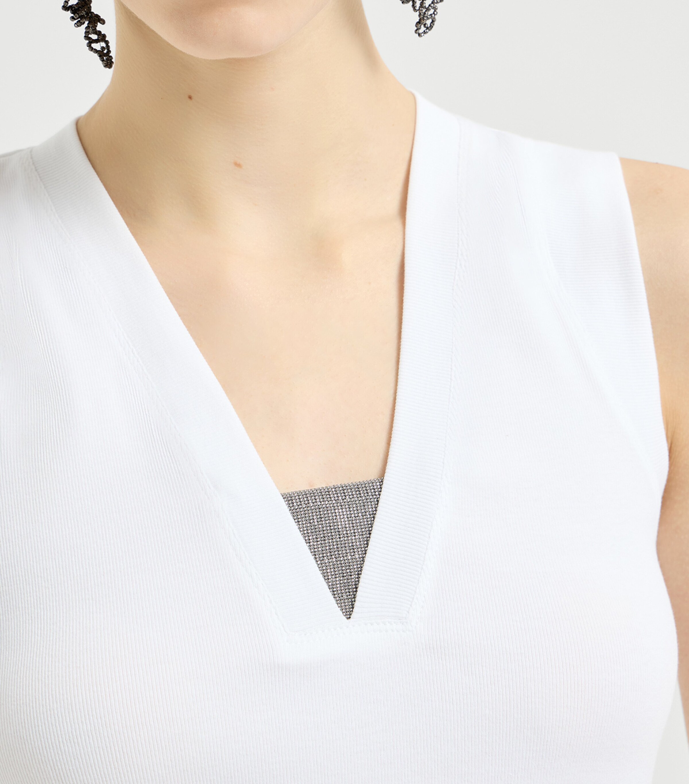 Brunello Cucinelli Womens Embellished Stretch-Cotton T-Shirt Image 6