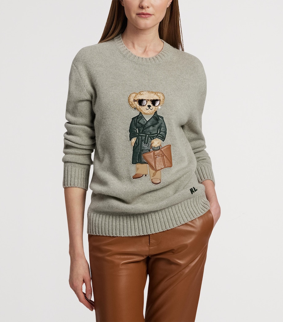 Cashmere Polo Bear Jumper PEARL GREY MELANGE Image 10