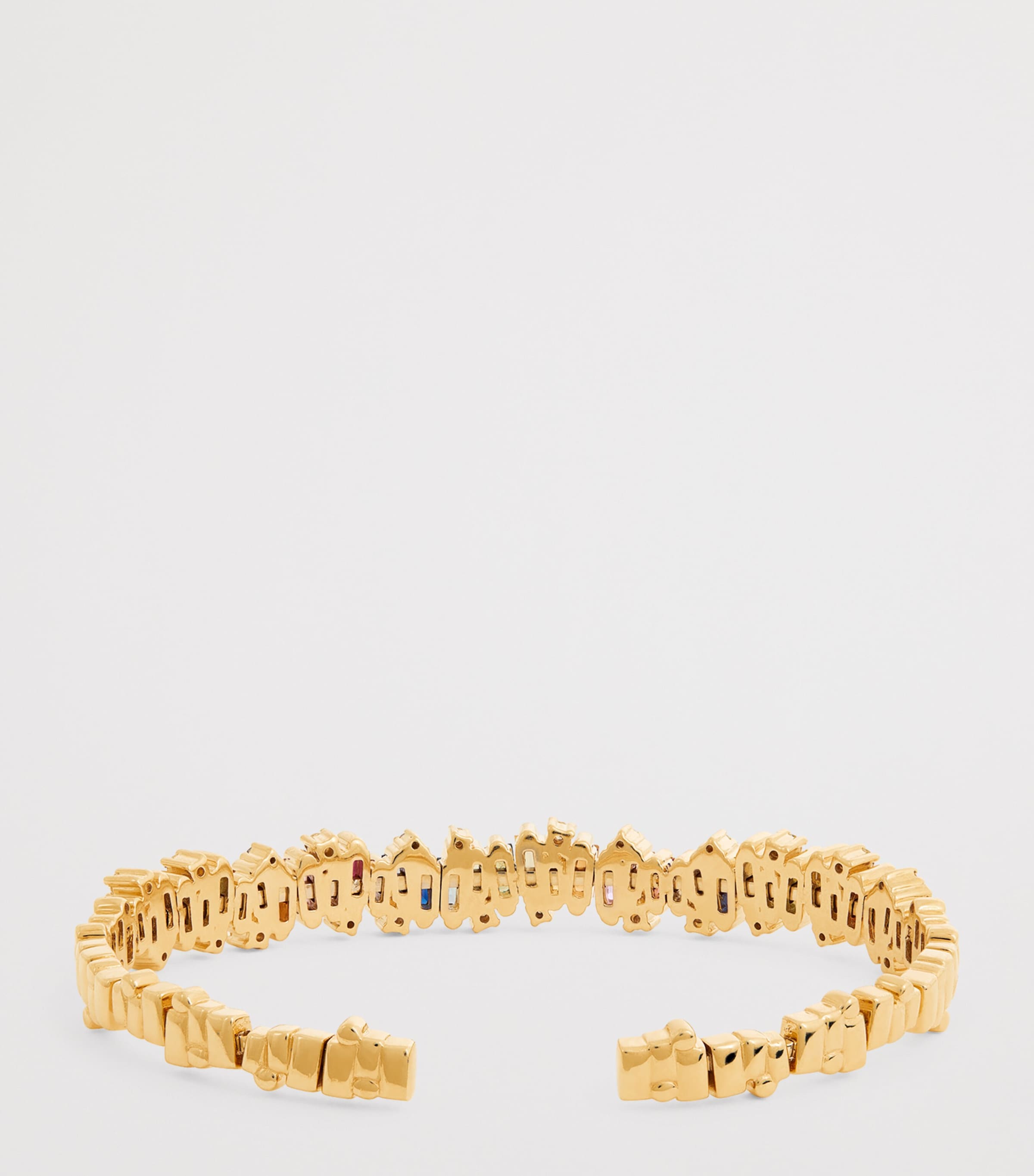 Suzanne Kalan Yellow Gold, Diamond and Rainbow Sapphire Shimmer Audrey Bangle Yg/rs Image 3