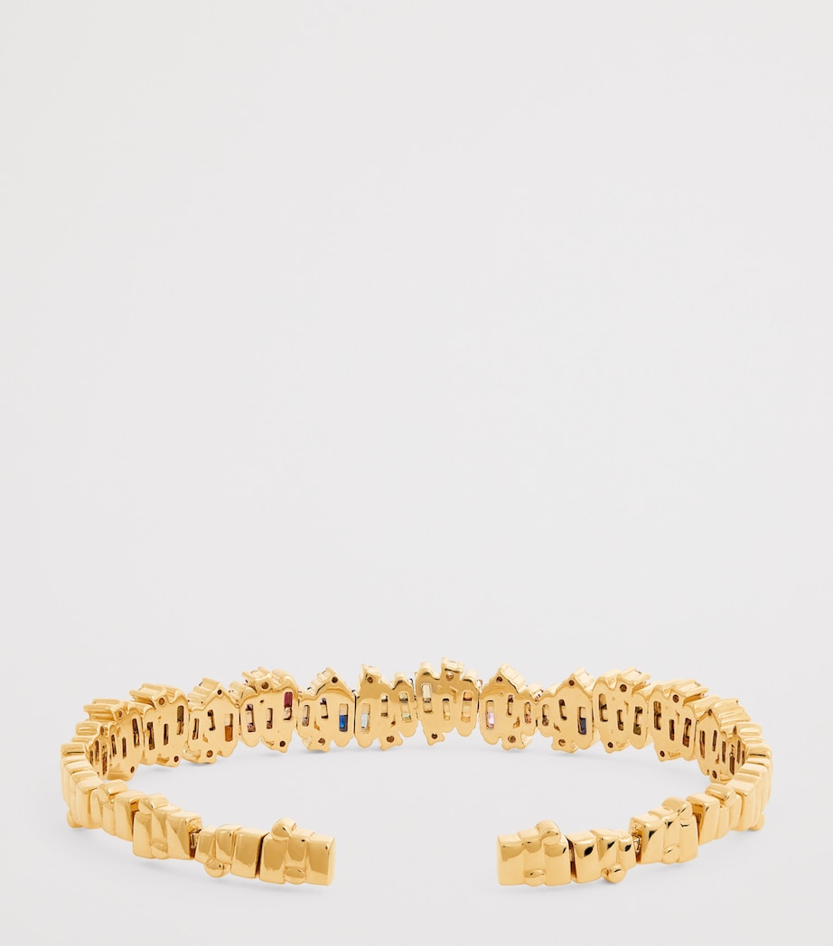 Suzanne Kalan Yellow Gold, Diamond and Rainbow Sapphire Shimmer Audrey Bangle Yg/rs Image 3