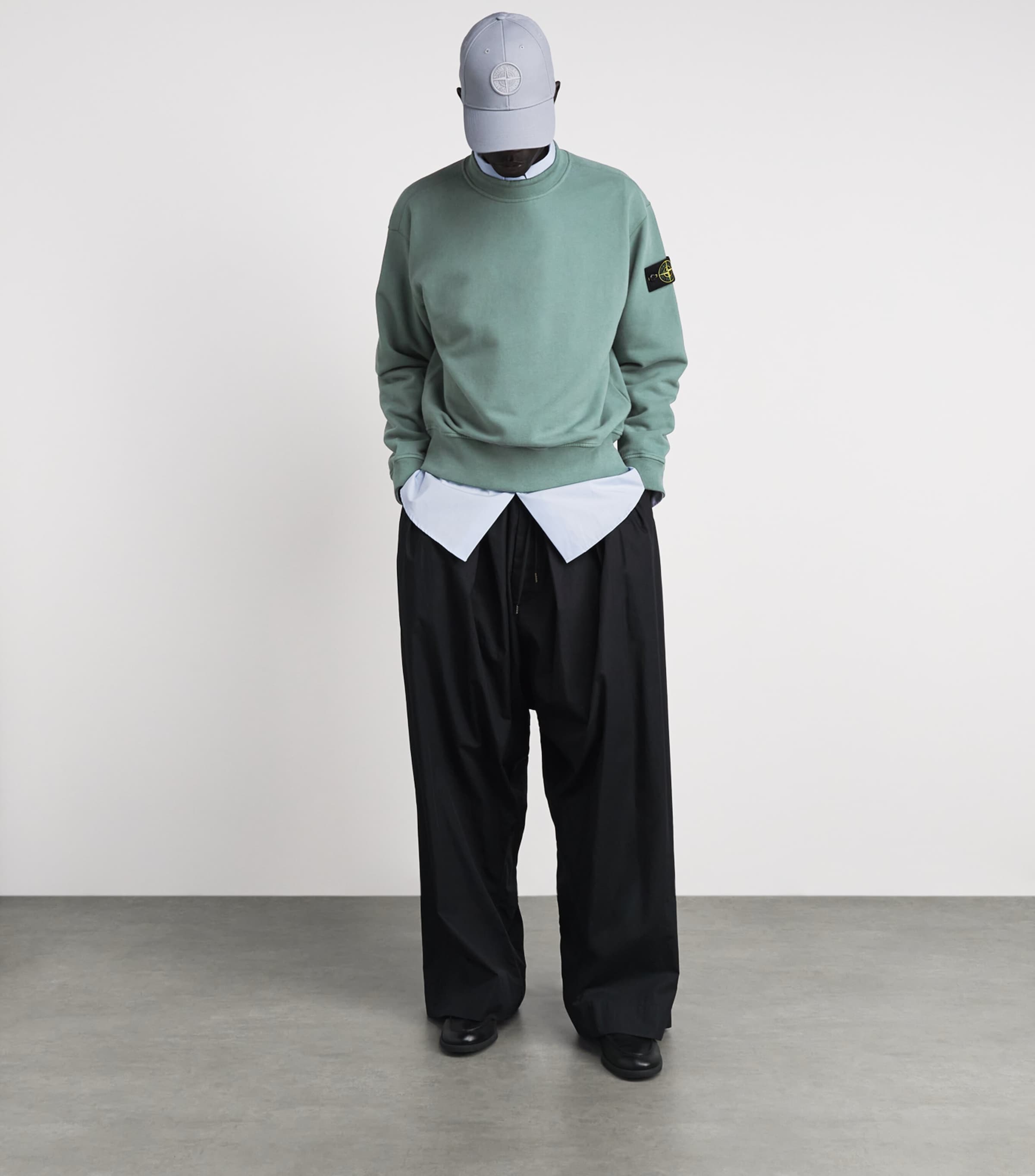 Stone Island Mens Cotton Rib-Knit Compass Sweatshirt Image 2