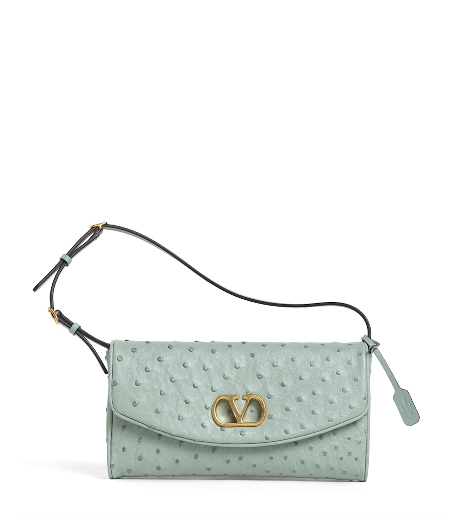 Valentino Garavani Small Ostrich Leather DeVain Shoulder Bag Image 1