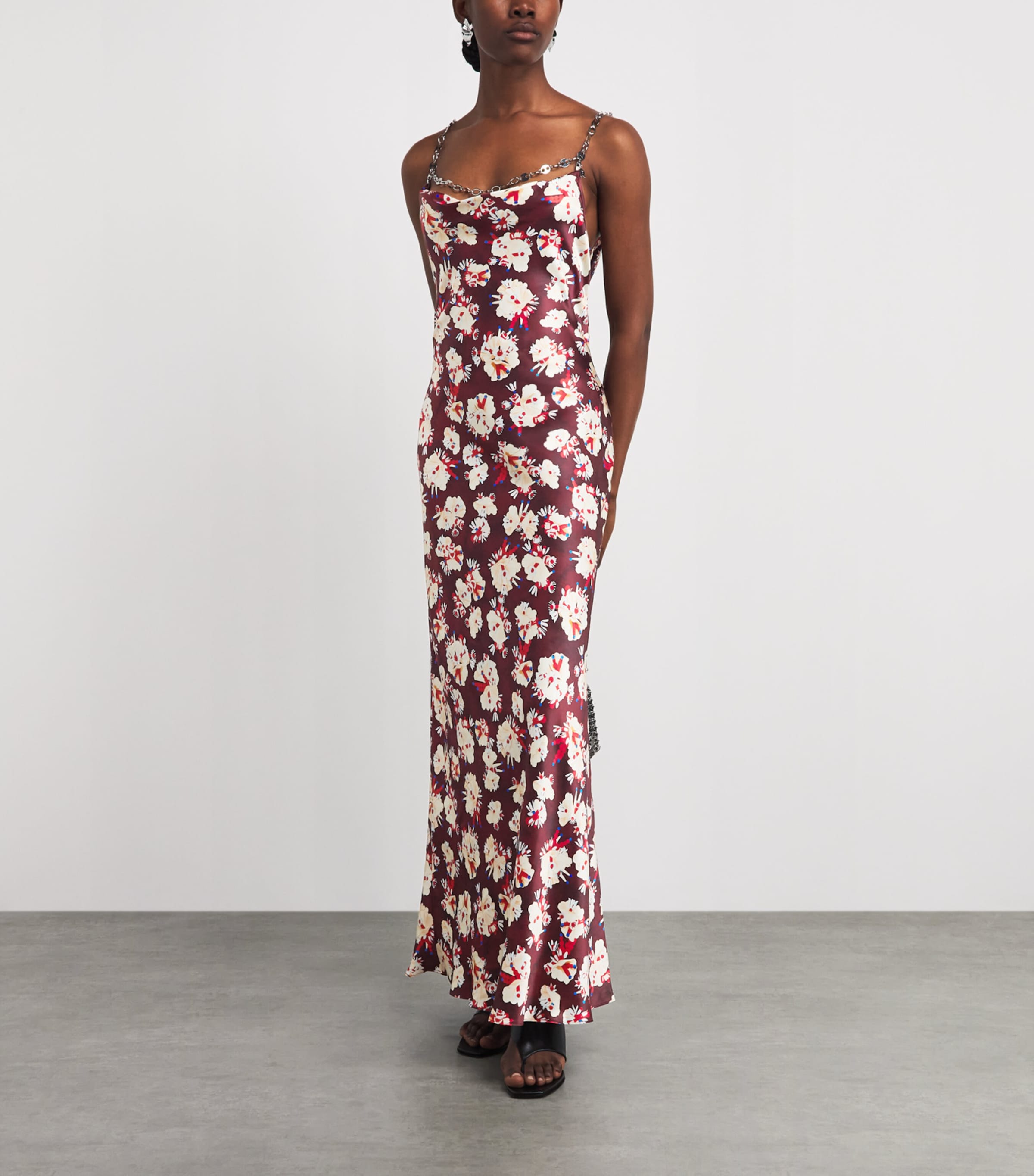 Rabanne Womens Silk Floral Print Maxi Dress Flwrs Trms Prple/yel Image 2