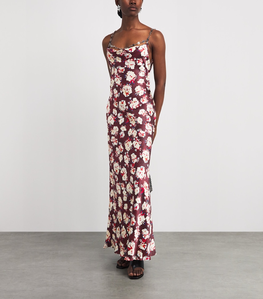 Rabanne Womens Silk Floral Print Maxi Dress Flwrs Trms Prple/yel Image 2