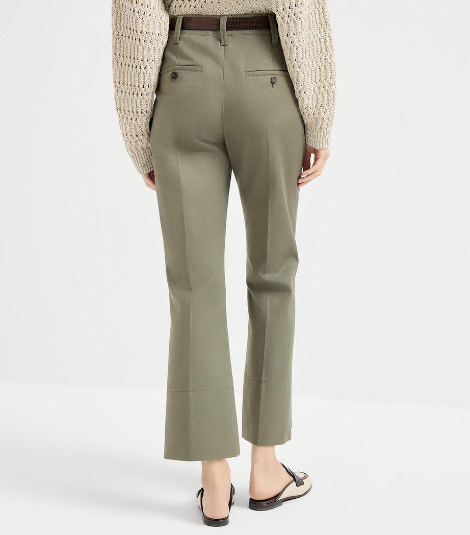 Brunello Cucinelli Womens Stretch-Cotton Flared Trousers Image 5