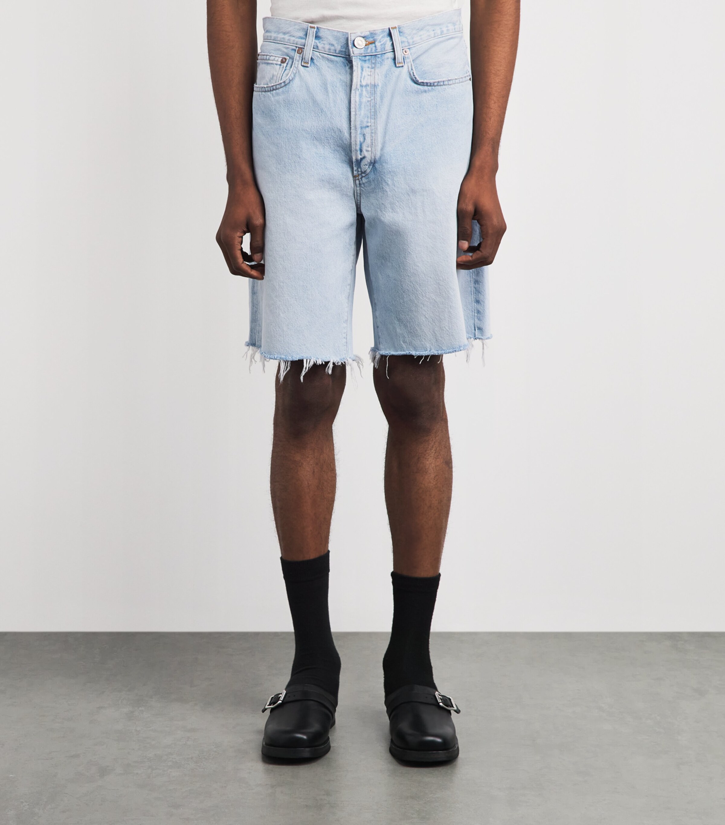 AGOLDE Mens Denim Anson Shorts Ruse (pale Cut Hem) Image 4