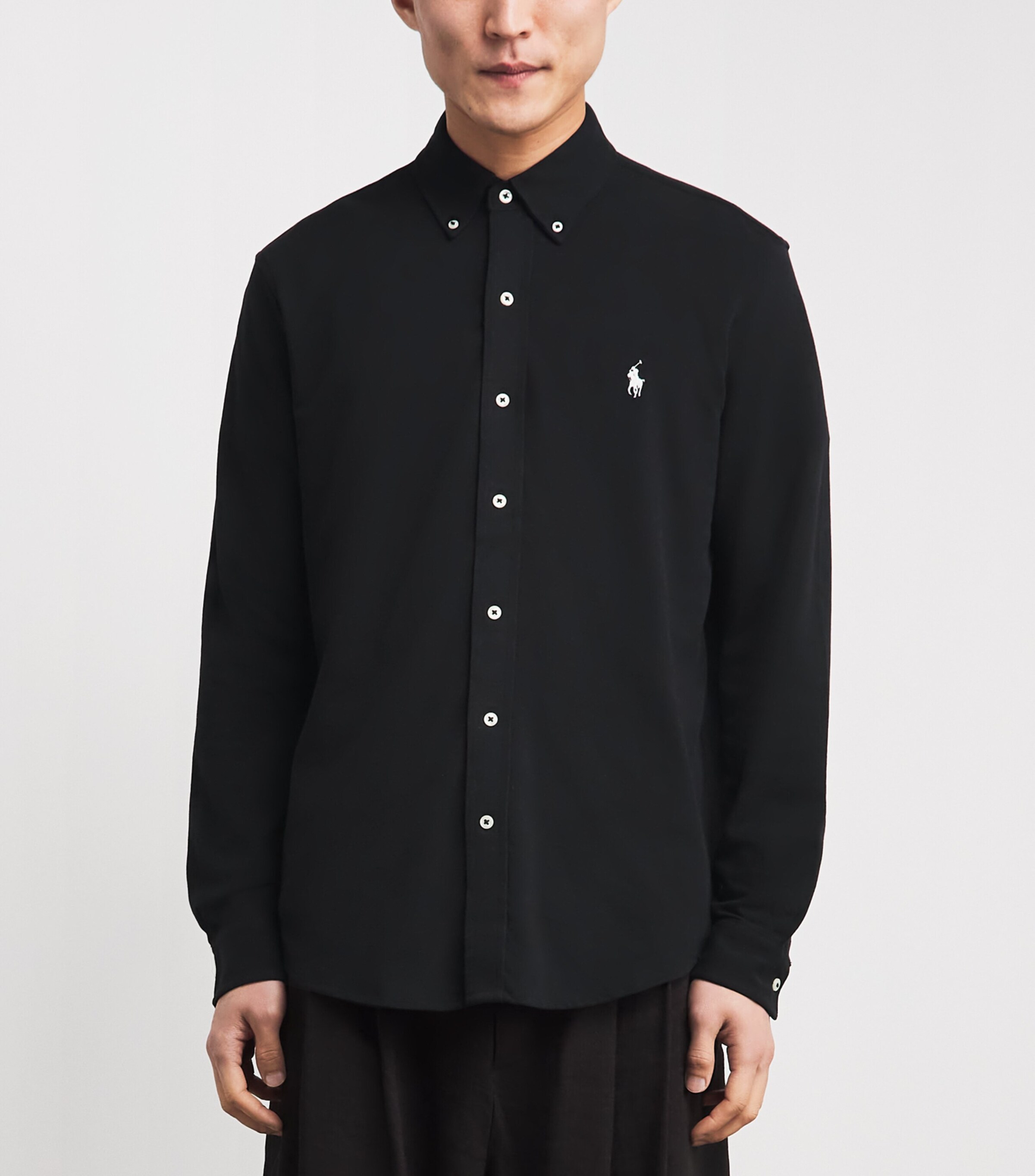Polo Ralph Lauren Mens Cotton Featherweight Mesh Shirt Polo Black Image 4