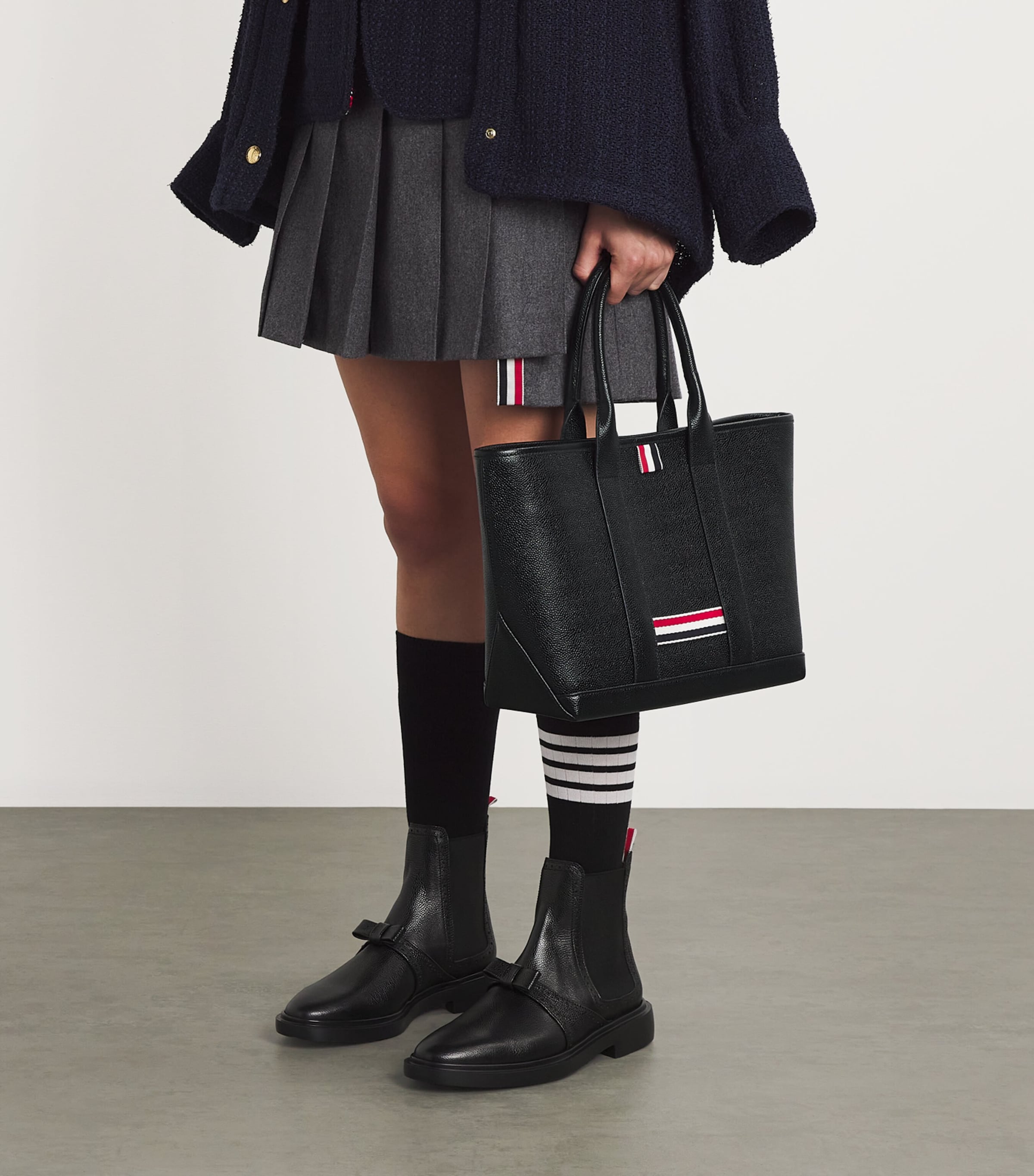 Thom Browne Small Leather Tool Tote Bag | Harrods US