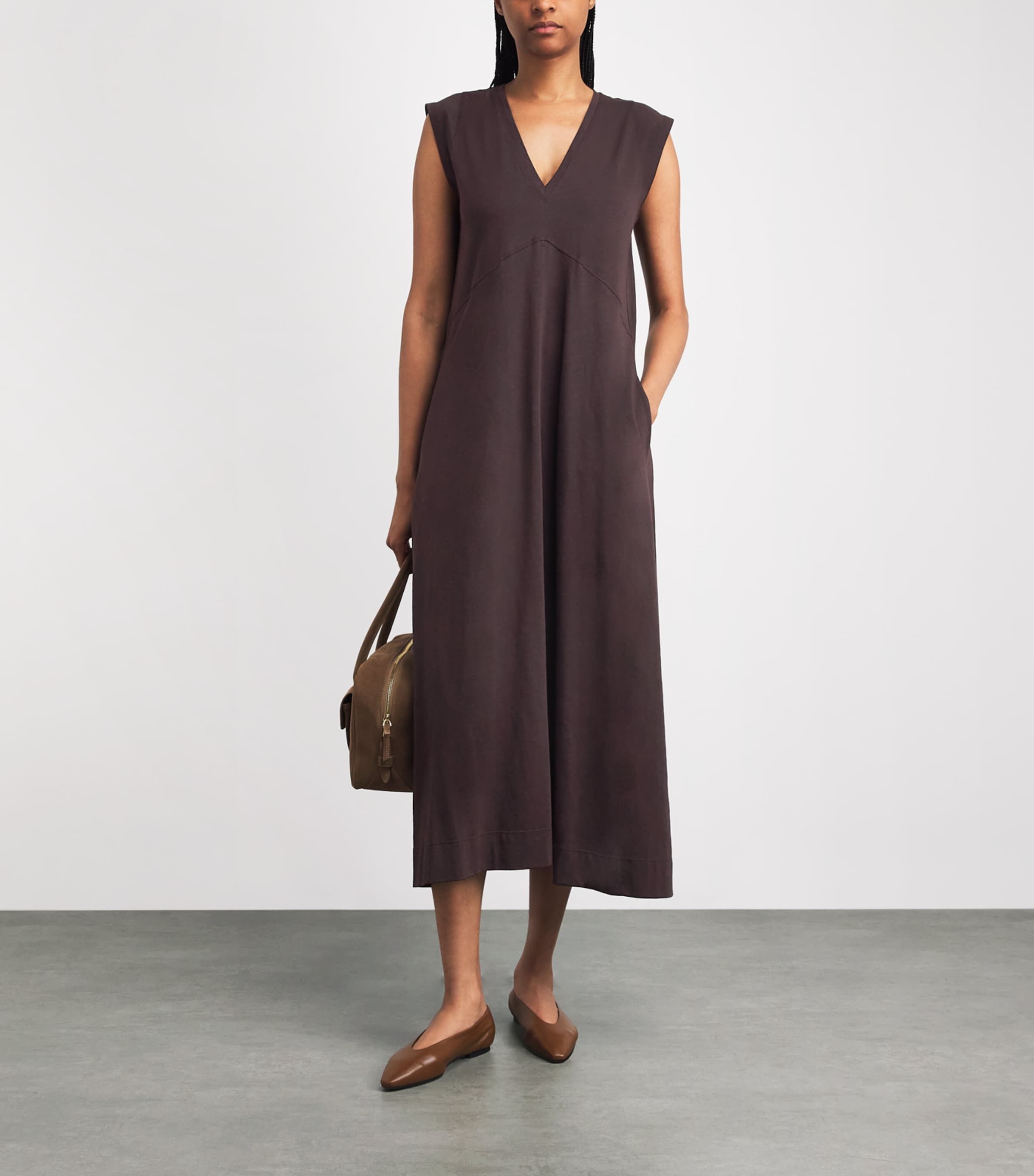 me and em slub jersey maxi dress ME+EM Brown A-Line VM: Bridesmaid Peach Prio