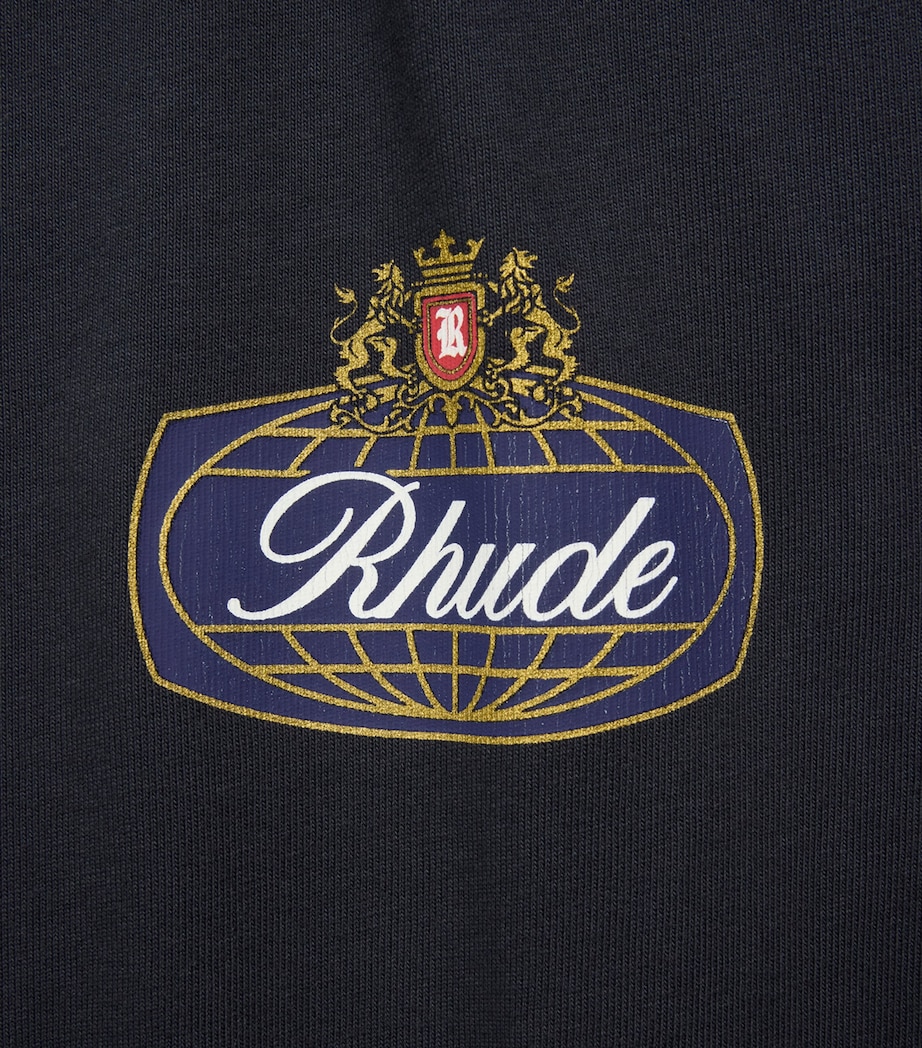 Rhude Mens Cotton Safari Crest T-Shirt Vntg Blk/blu/rd Image 6