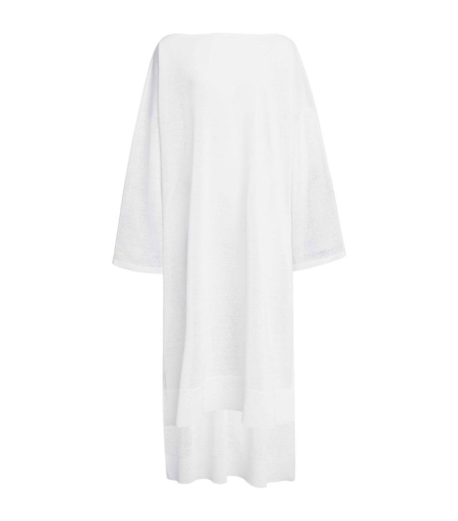 Linen-Silk Kaftan Dress BLANC Image 1