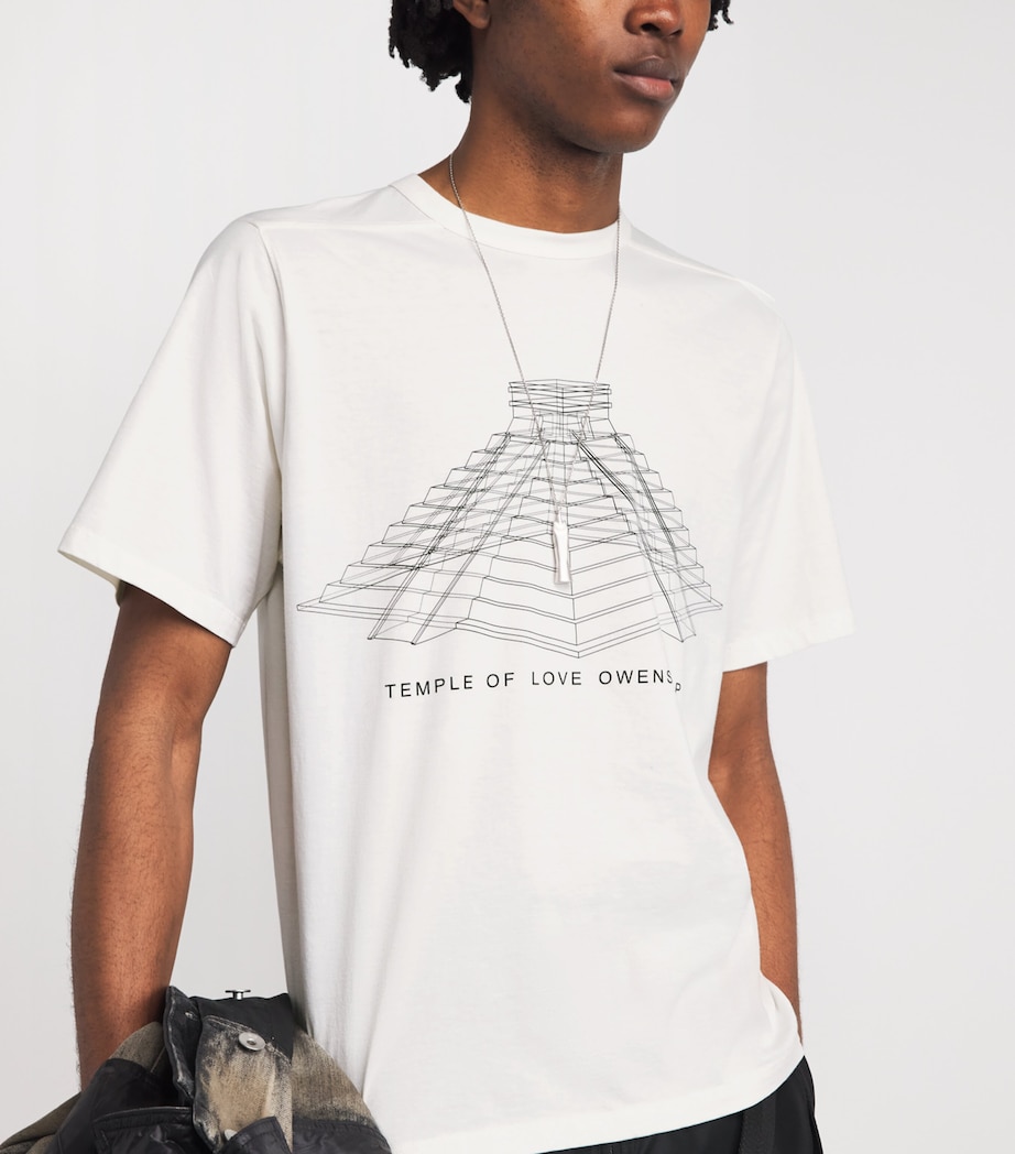 Rick Owens Mens Cotton Brad Graphic T-Shirt Milk/black Image 3