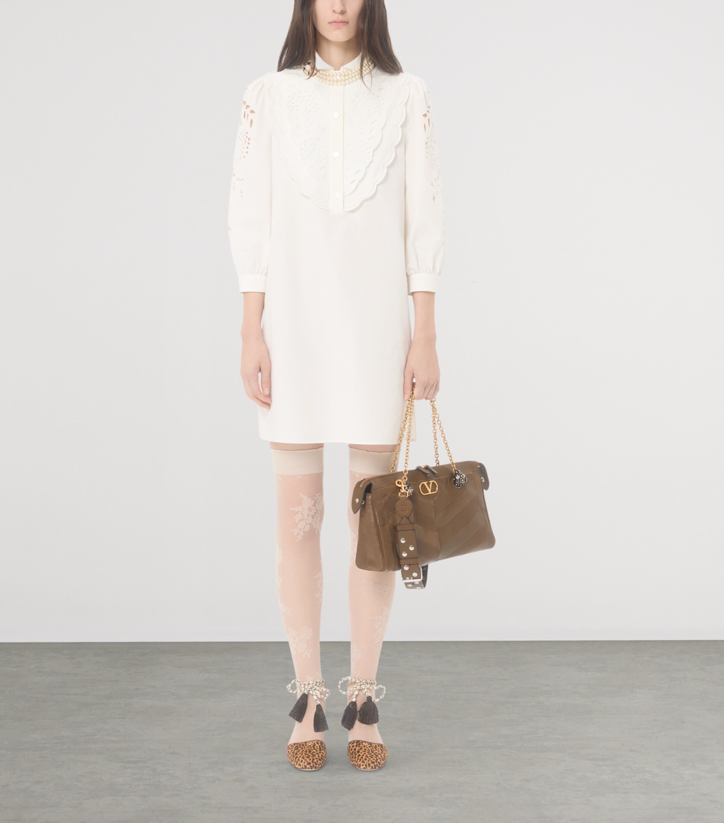 Valentino Womens Cotton Eyelet Lace Mini Dress Image 5