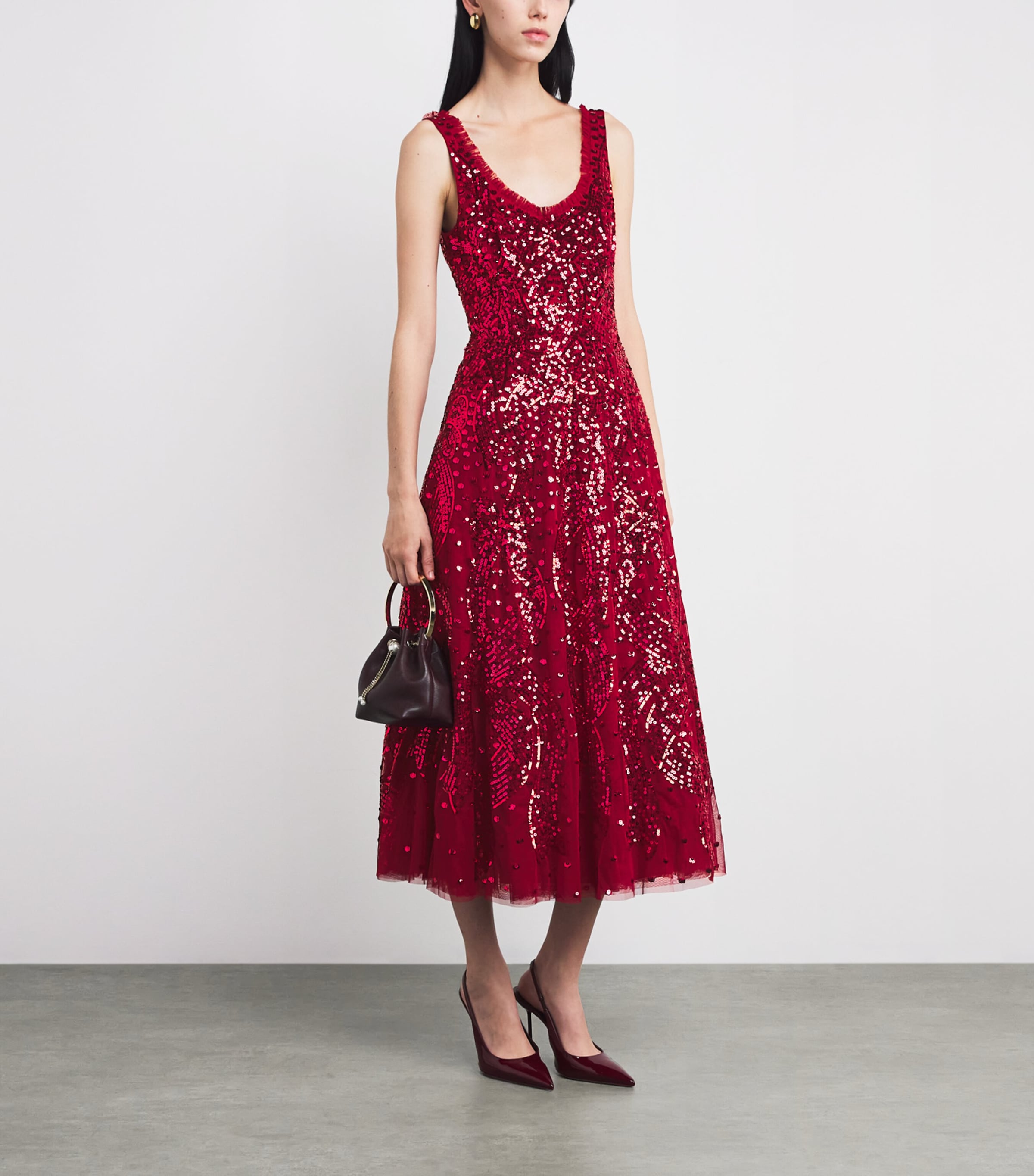 Sequin-Embellished Ballerina Midi Dress 77966621 RED Image 2