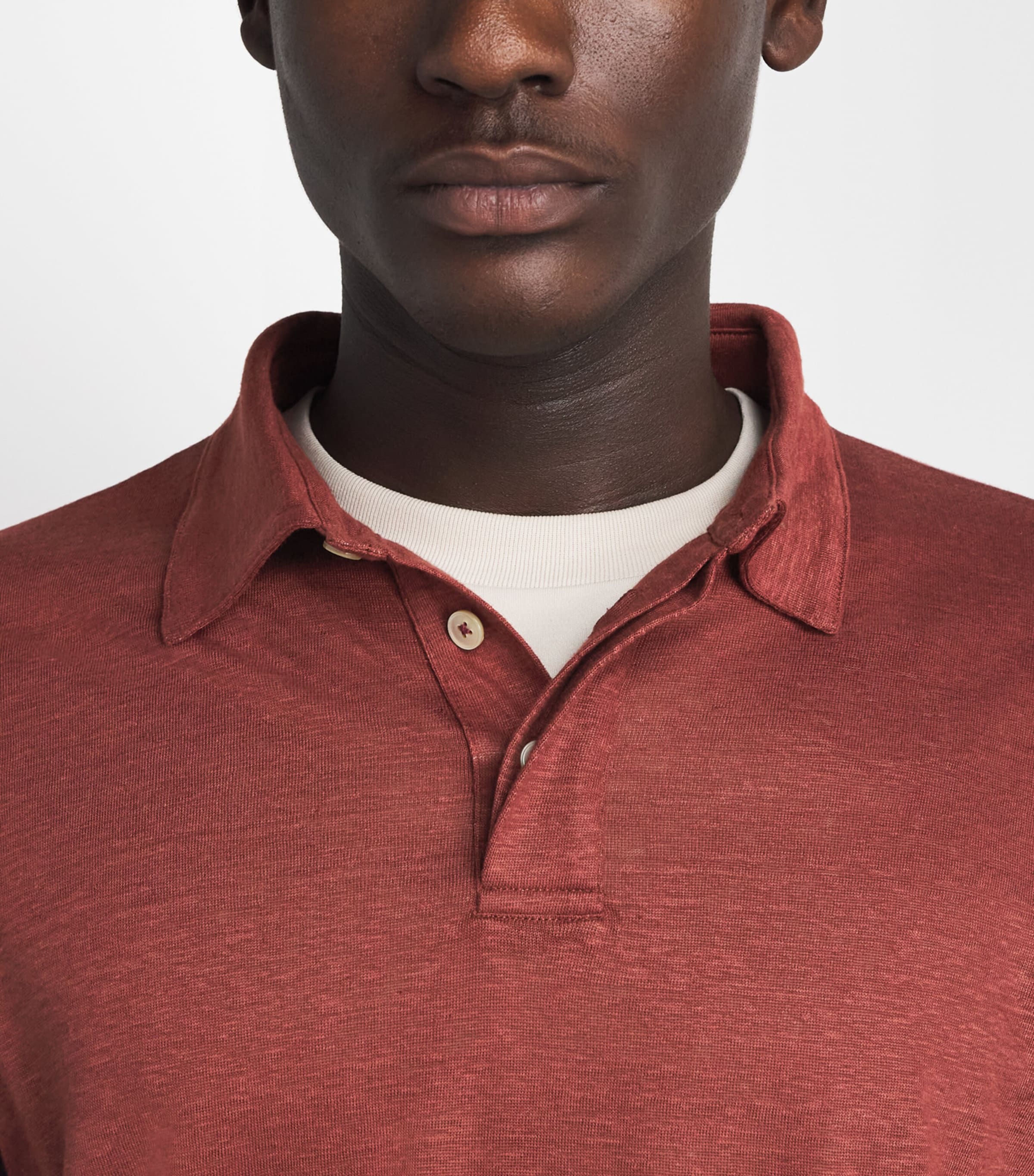 Eleventy Mens Linen Polo Shirt Bruciato Image 3
