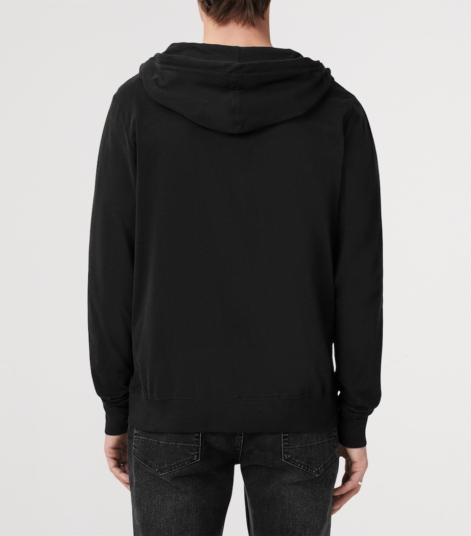 AllSaints Mens Organic Cotton Brace Zip-Up Hoodie Jet Black Image 5