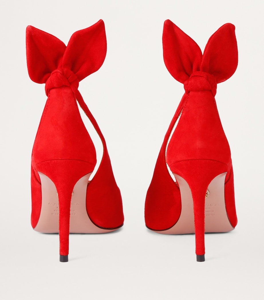 Aquazzura Suede Bow Tie Pumps 85 Red Image 2