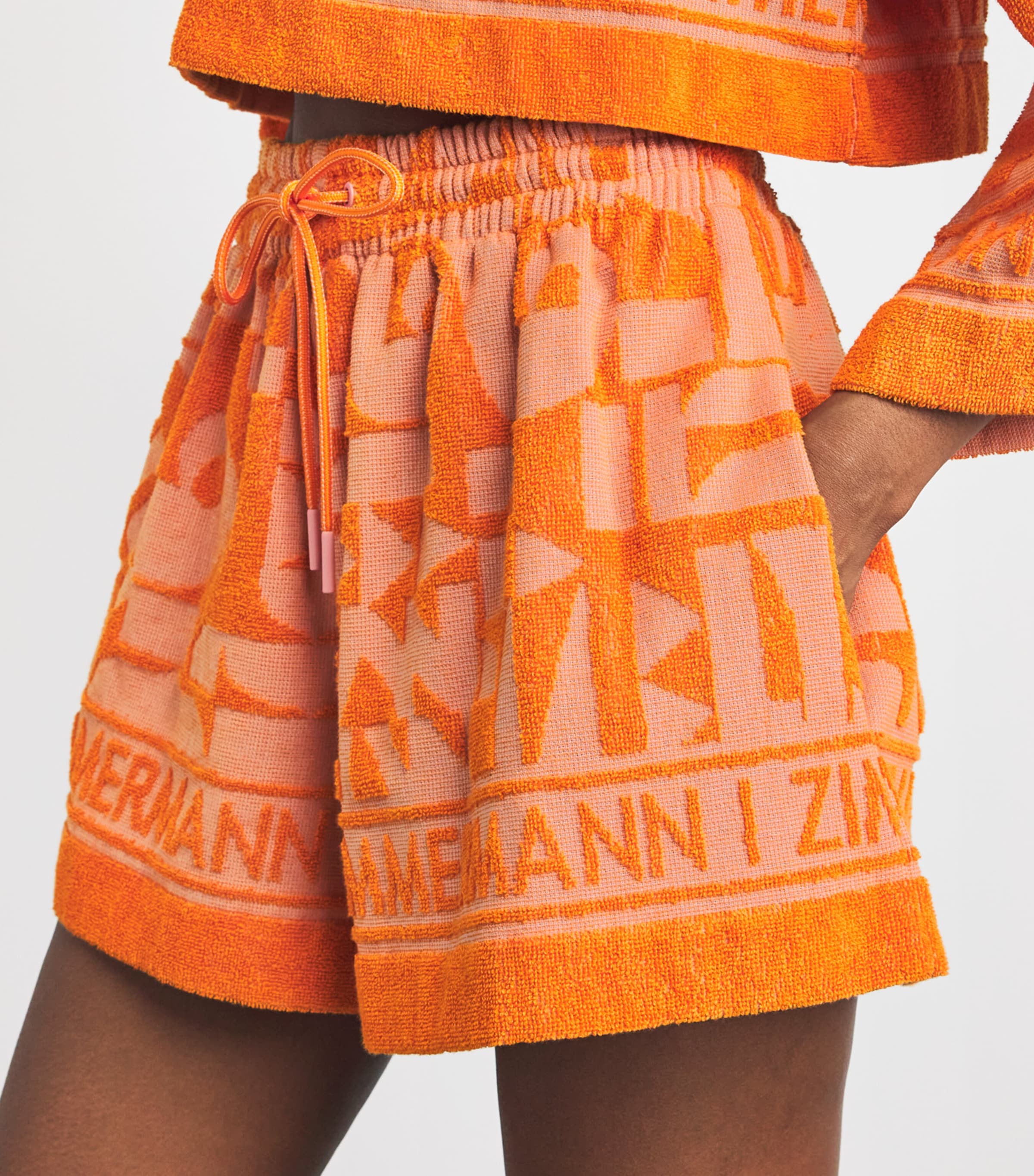 Zimmermann Womens Terry Solstice Shorts Orange Pink Image 3
