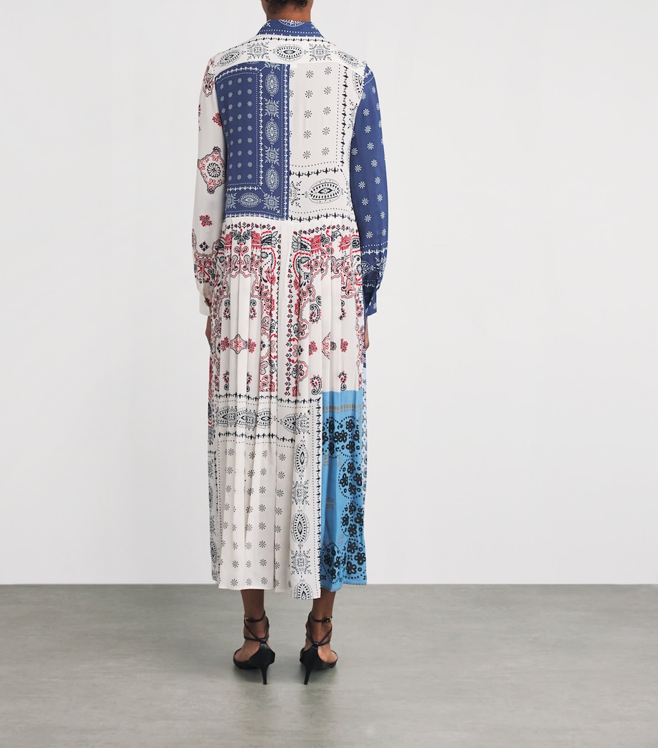Patchwork Print Midi Dress LIGHT BLUE Image 3