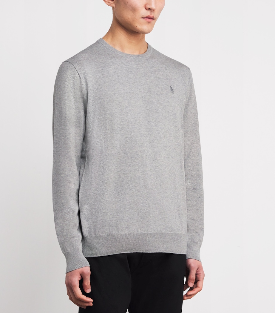 Polo Ralph Lauren Mens Pima Cotton Polo Pony Sweater Andover Grey Heather Image 3