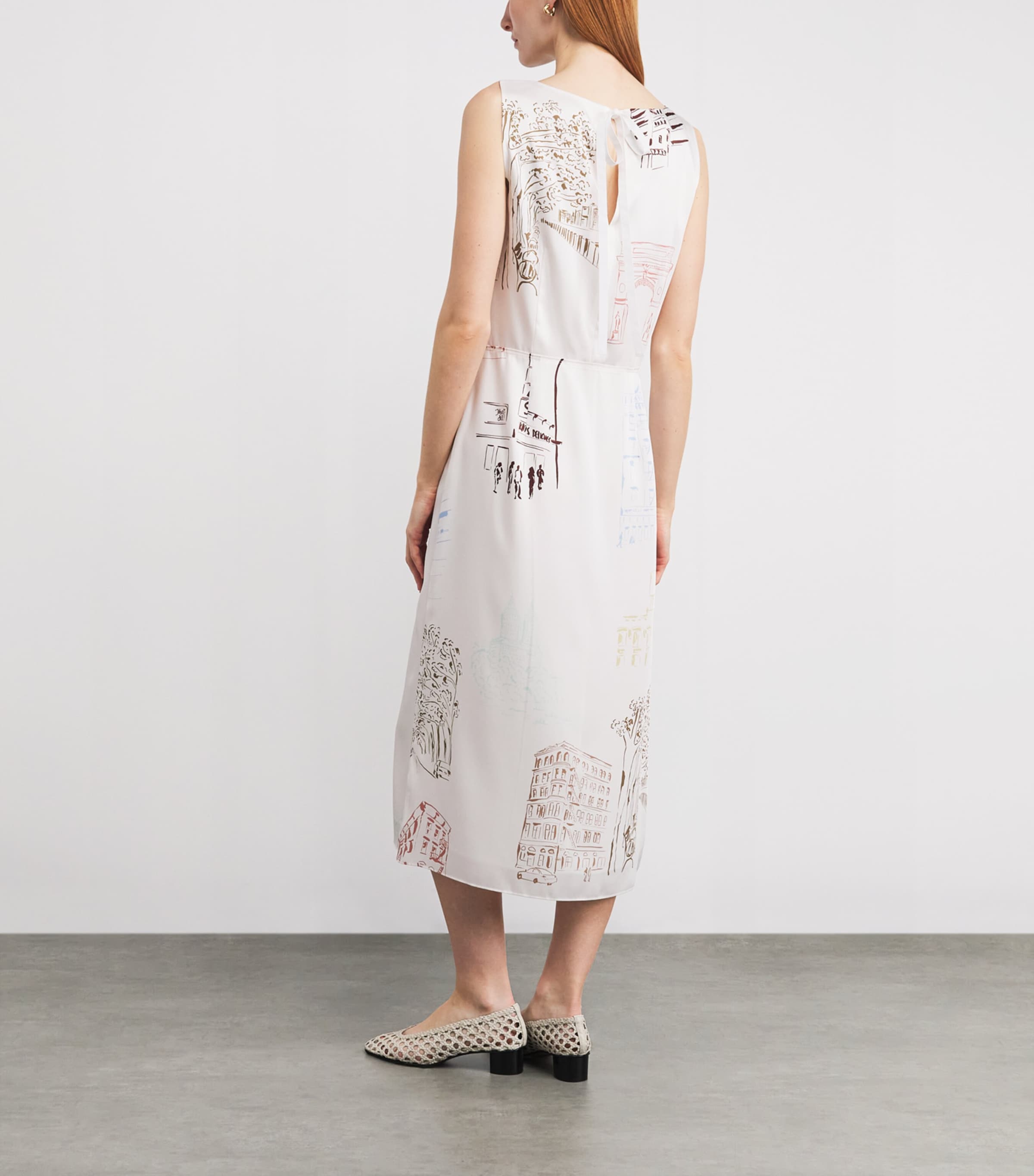 Lafayette 148 Womens Printed Shift Midi Dress Cloud Multi Image 3