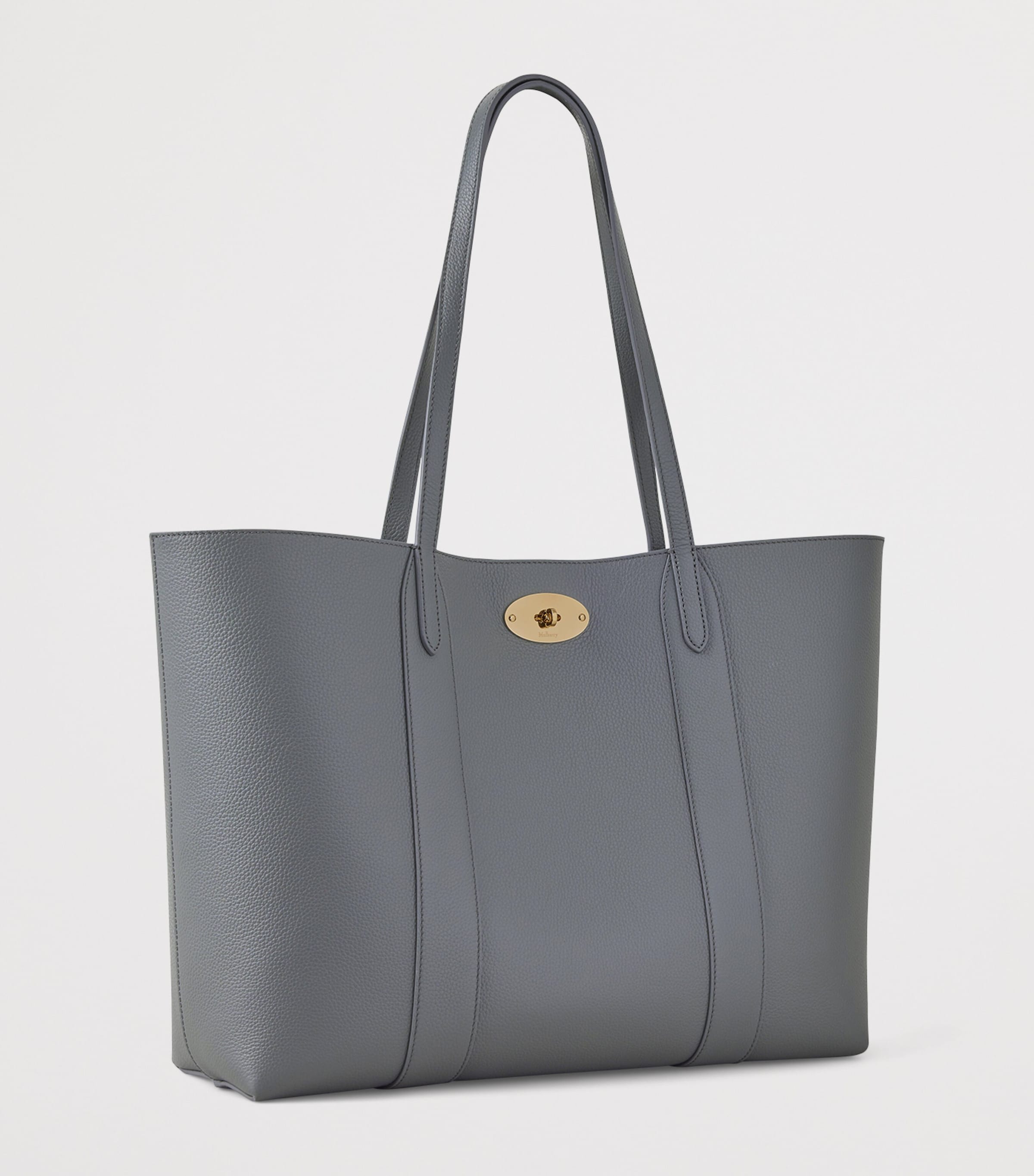 Mulberry Small Leather Bayswater Tote Bag Foggy Grey Image 3
