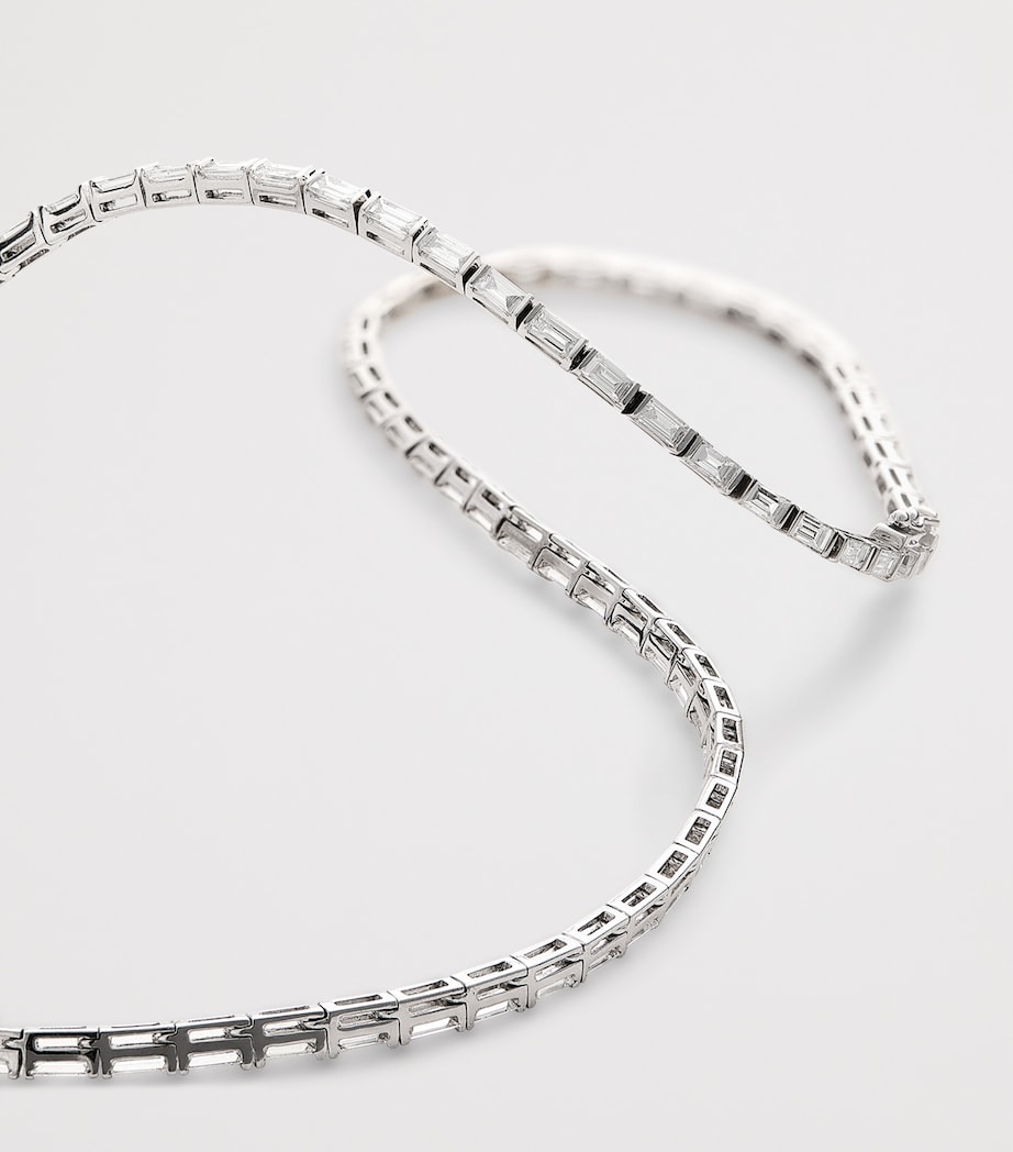 White Gold and Baguette Diamond Choker WHITE GOLD Image 3