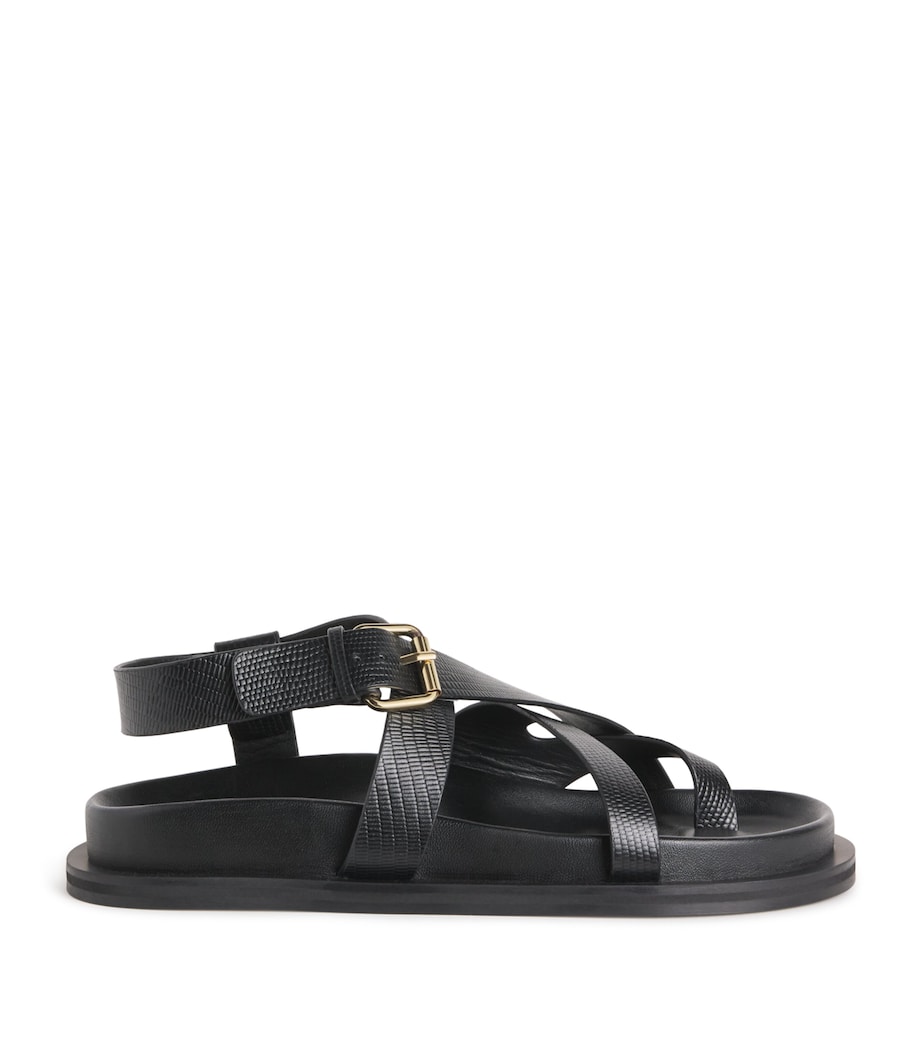 Leather Elbert Sandals BLACK EMBSSED LIZARD Image 1