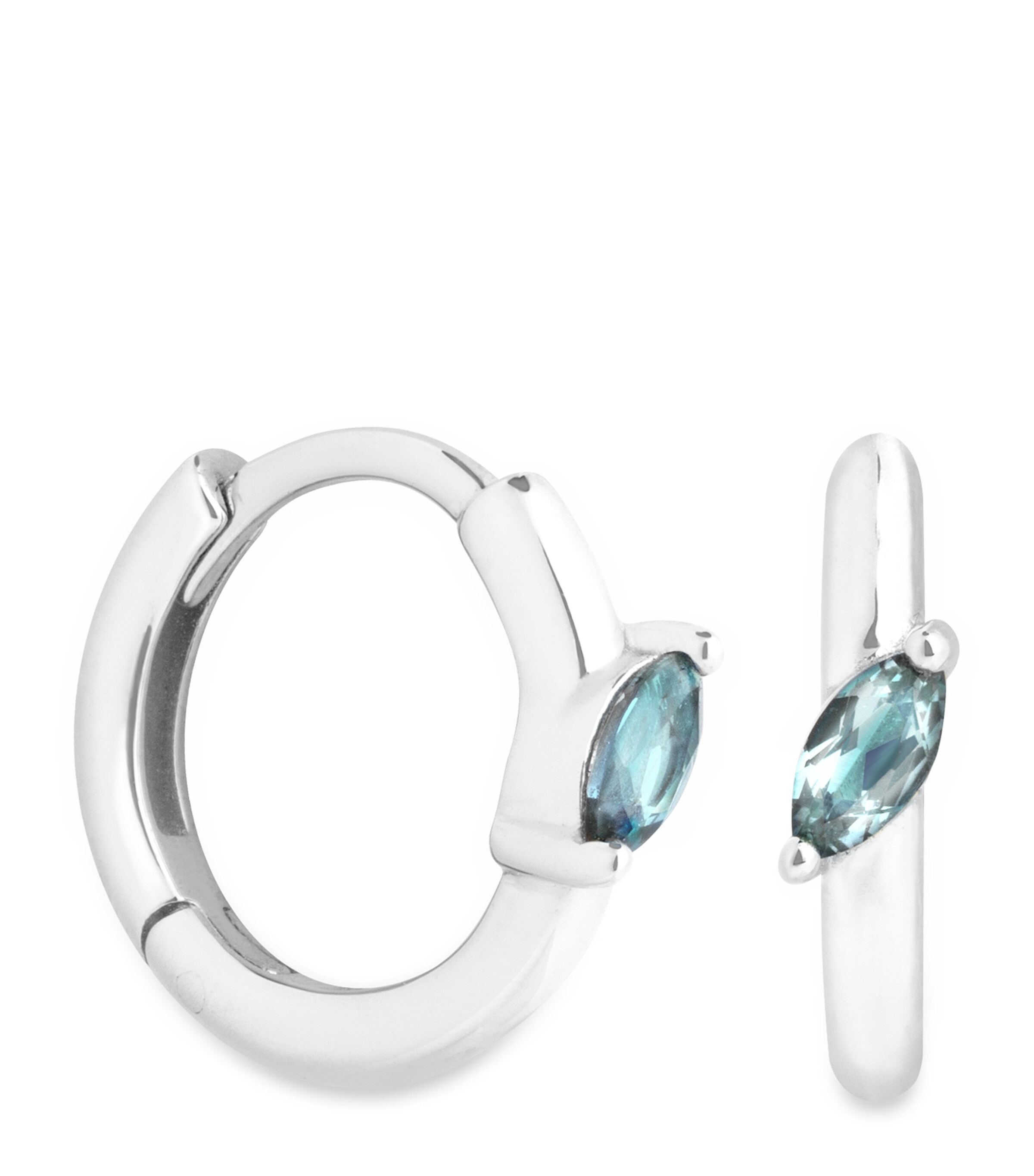Astrid & Miyu White Gold and Alexandrite Marquise Hoop Earrings White Gold Image 1