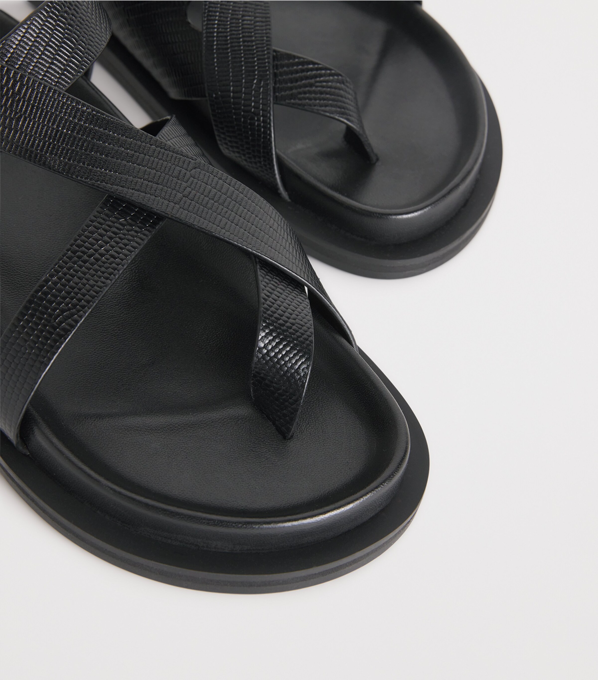 Leather Elbert Sandals BLACK EMBSSED LIZARD Image 7