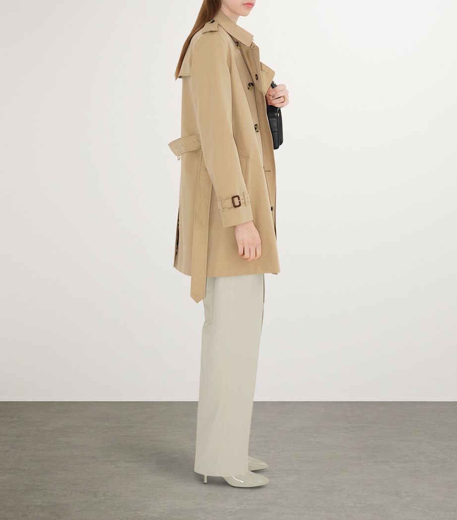 Burberry Womens Gabardine Kensington Short Trench Coat Honey Image 3