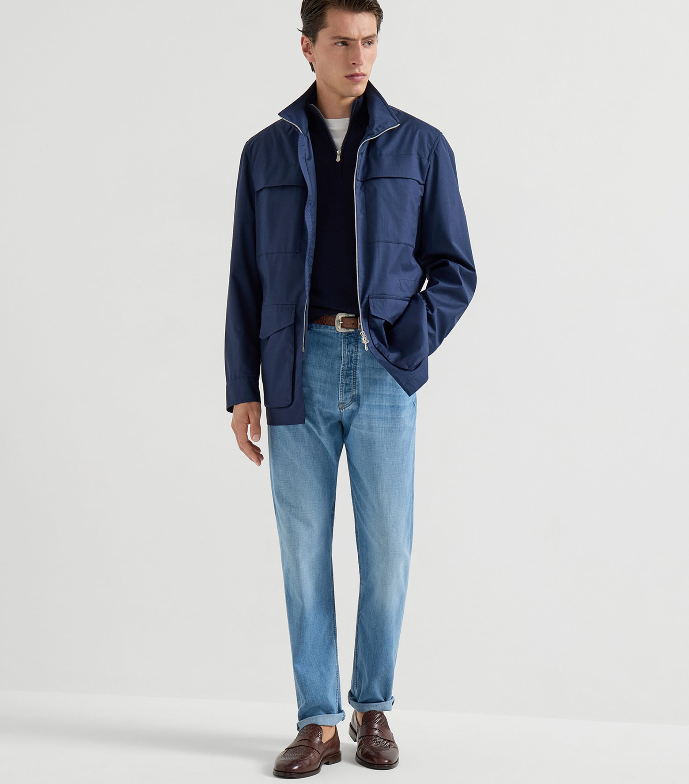 Brunello Cucinelli Mens Cashmere Quarter-Zip Sweater Image 2