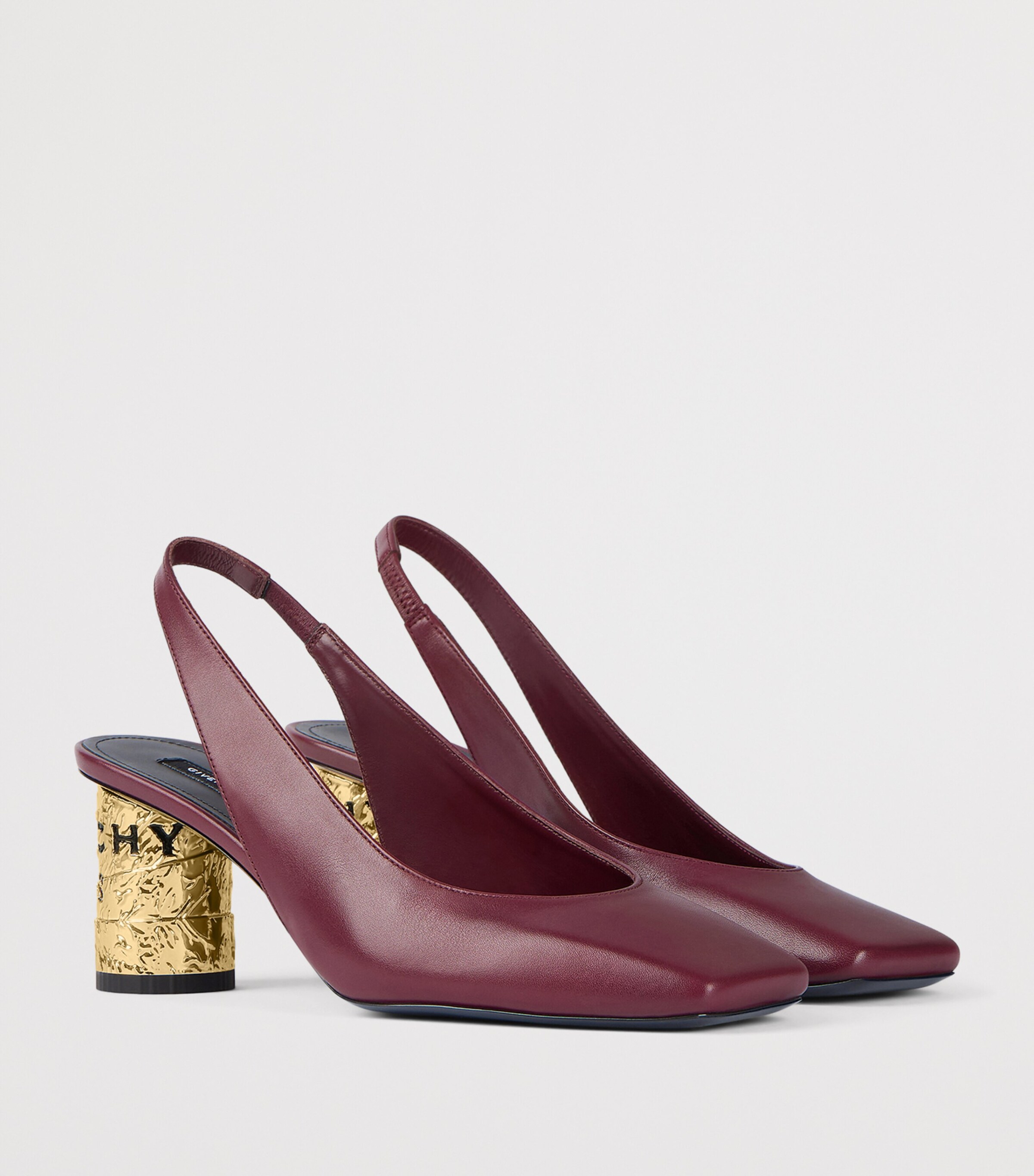 Leather Tape Slingback Pumps 65 BURGUNDY Image 2